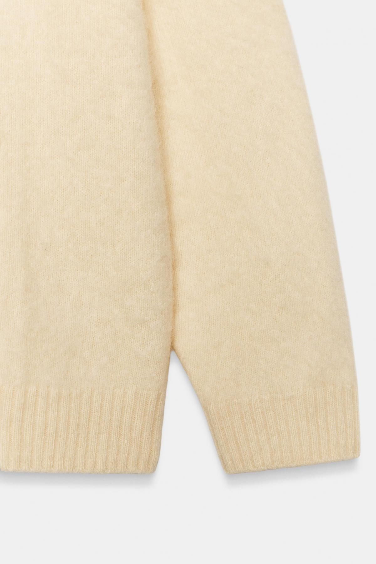 자라 브러쉬드 울 캐시미어 라운드넥 니트 스웨터 2893/140 LIGHT YELLOW - 상세 이미지 4