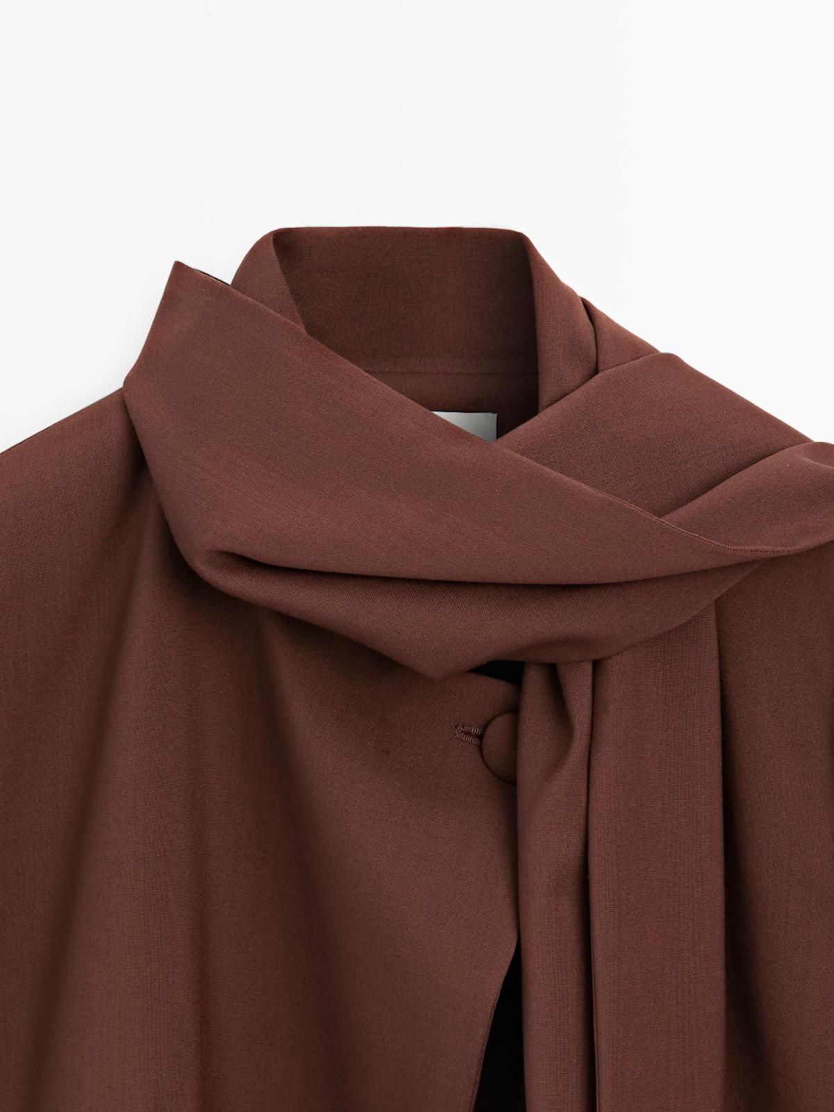 마시모두띠 테일러드 울 스카프 케이프 블레이저 9505/951 MAHOGANY - 상세 이미지 5