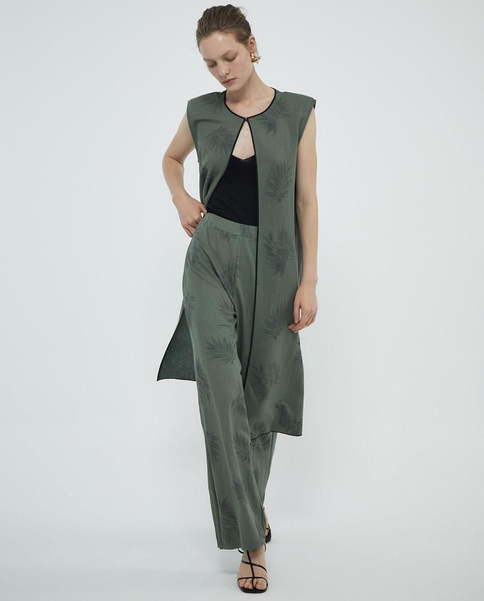 스페라 린넨 테크니컬 자수 와이드 팬츠 56262006119 KAKI - 상세 이미지 2