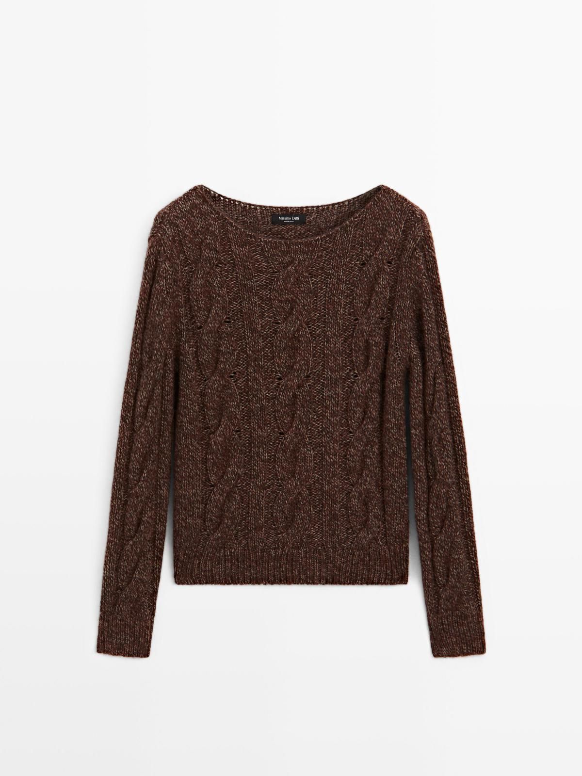마시모두띠 브라운 보트넥 케이블 니트 스웨터 5790/929 REDDISH BROWN - 상품 이미지