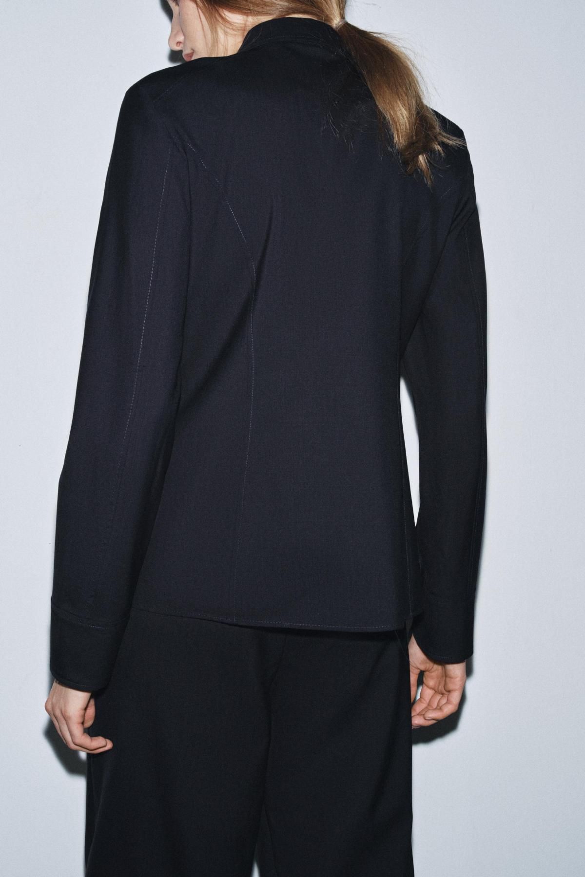 자라 울 테크니컬 긴팔 셔츠 8740/050 DARK NAVY - 상세 이미지 4