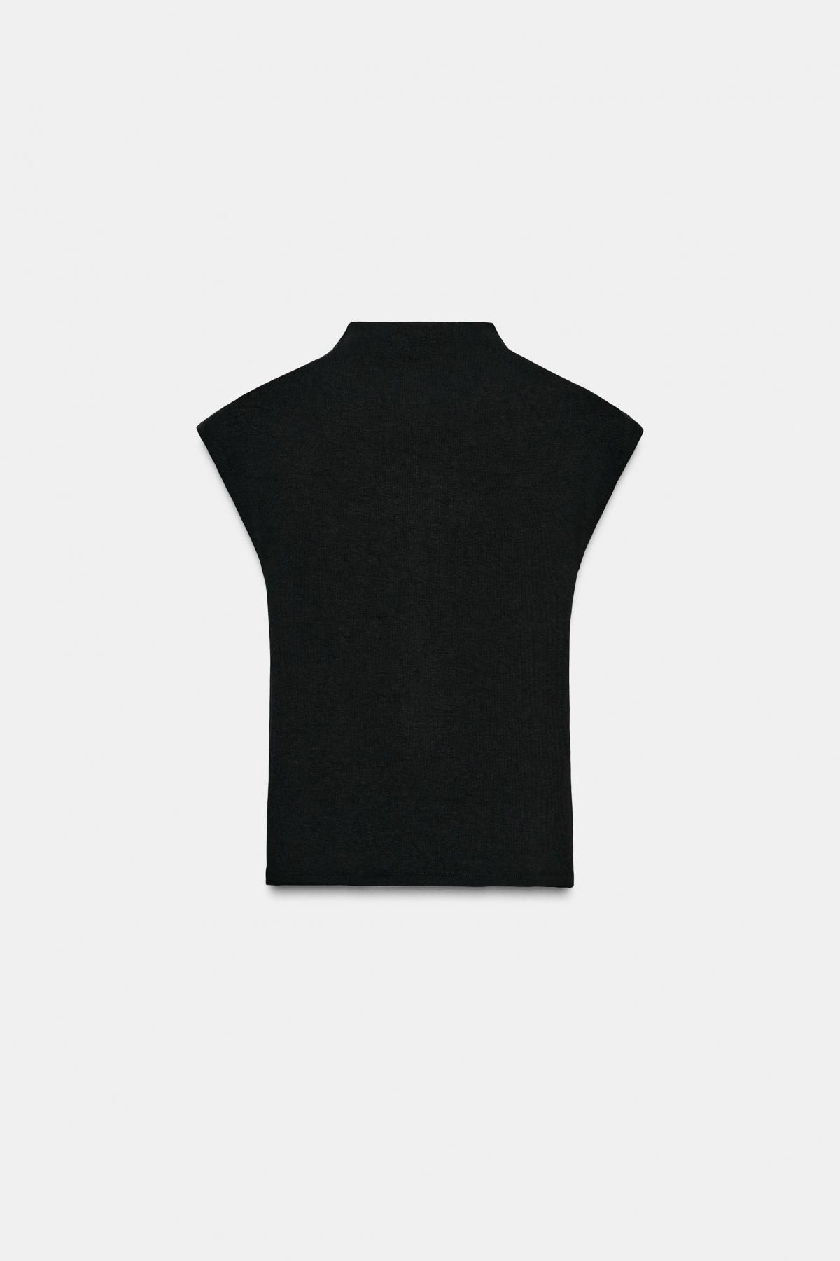 자라 미니멀 하이넥 니트 탑 0858/730 BLACK - 상품 이미지