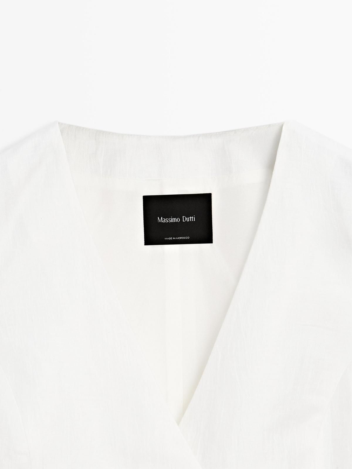 마시모두띠 린넨블렌드 타이 디테일 베스트 6055/665 WHITE - 상세 이미지 5