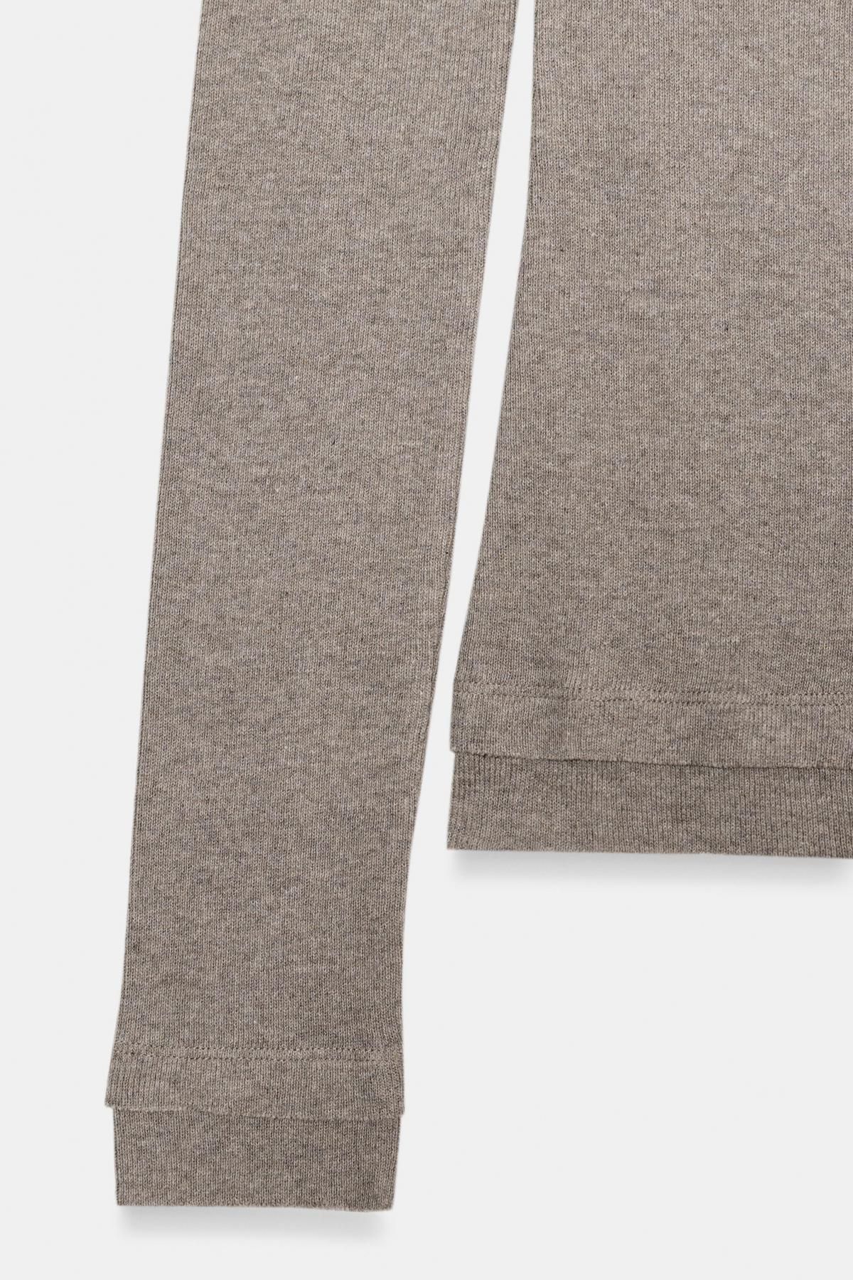 자라 베이직 슬림핏 리브드 보트넥 긴팔 티셔츠 4786/455 KHAKI MARL - 상세 이미지 5