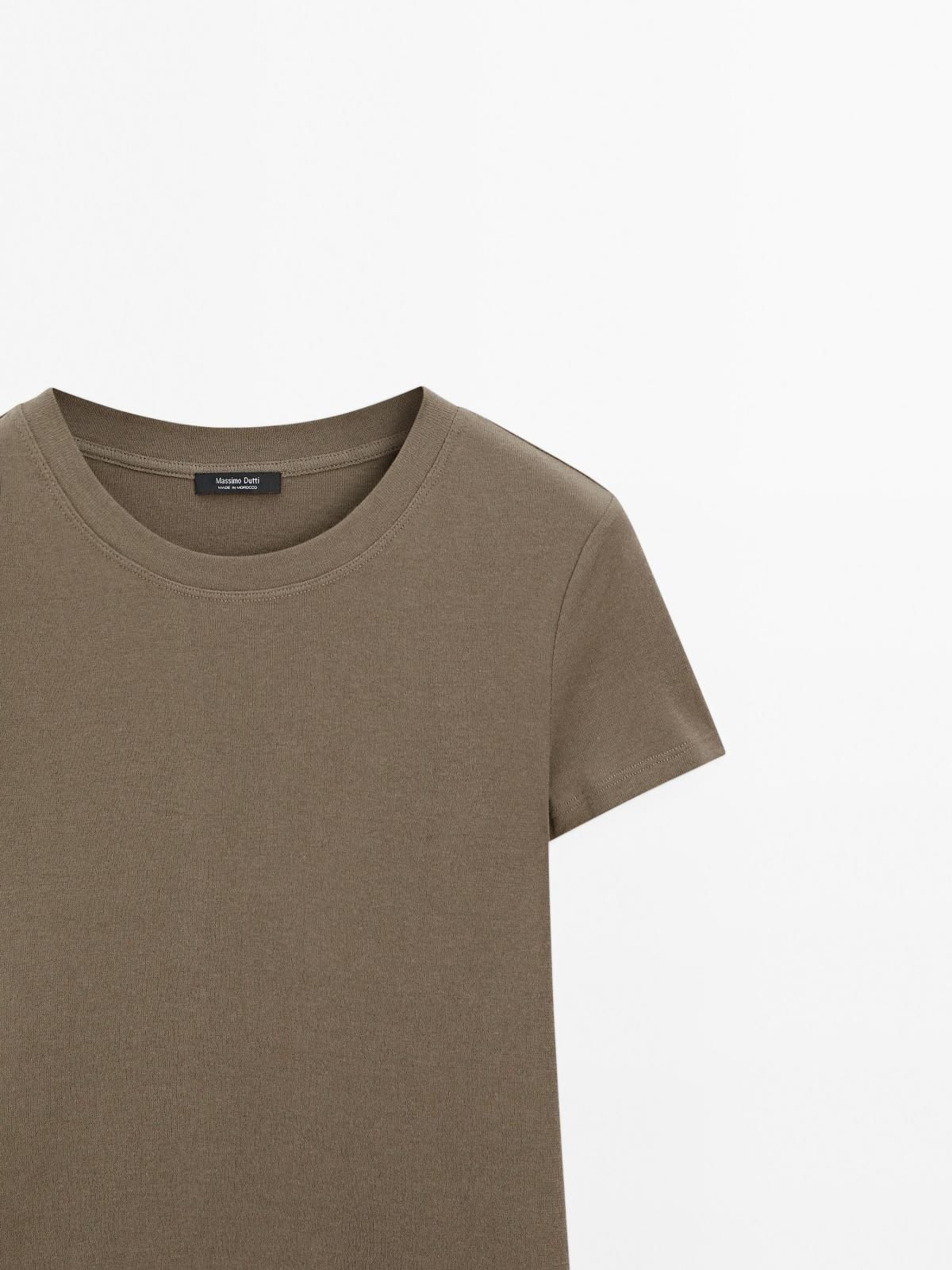 마시모두띠 베이직 텍스처드 크레이프 코튼 반팔 티셔츠 6264/505 MOLE BROWN - 상세 이미지 2