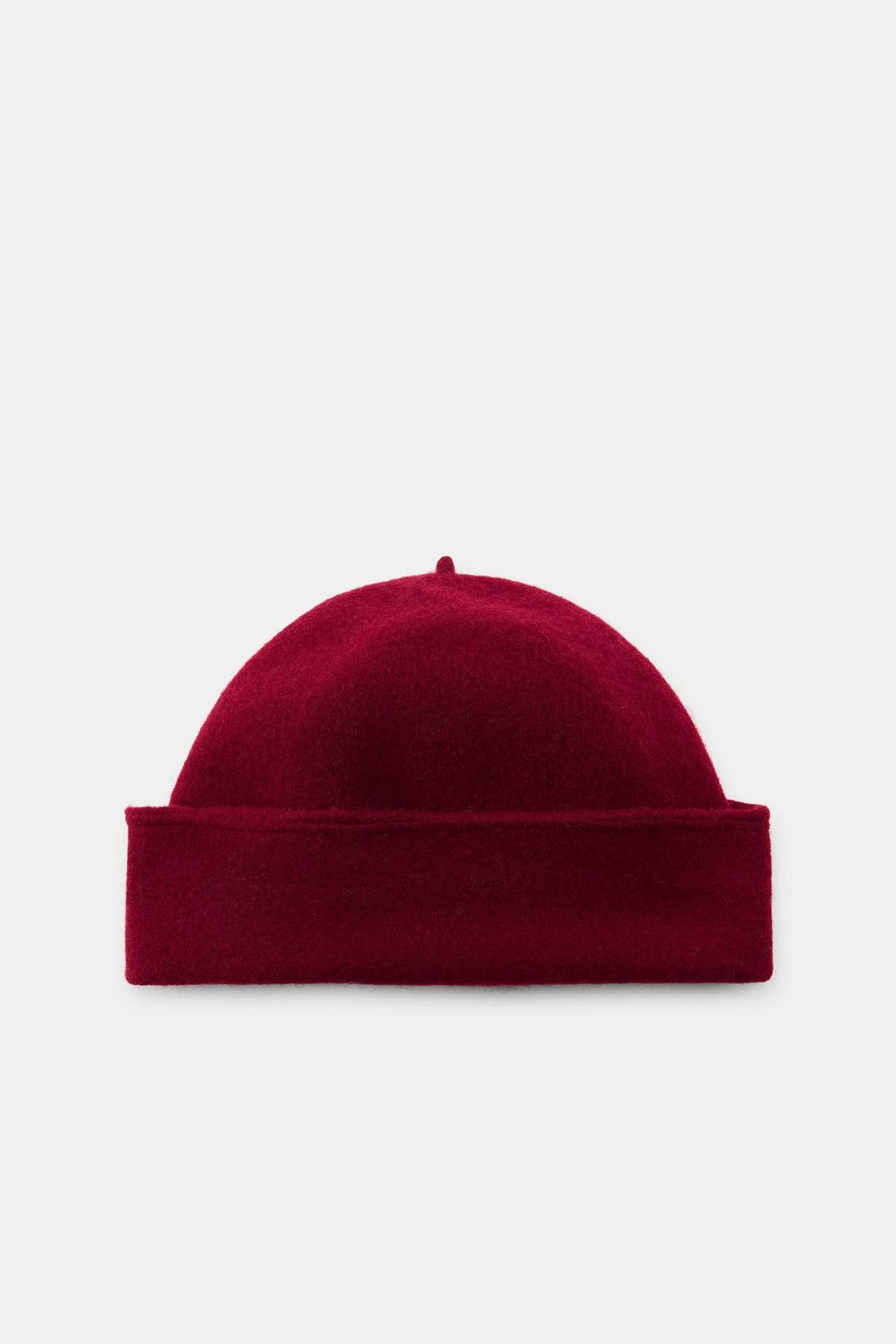 자라 프리미엄 울 턴업 브림 비니 3920/768 BURGUNDY - 메인 이미지