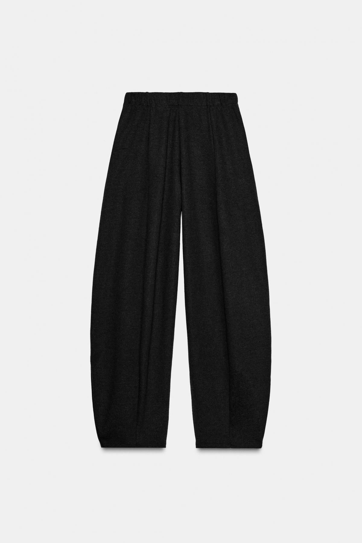 자라 소프트 하이웨이스트 와이드 팬츠 0858/463 CHARCOAL GREY - 상세 이미지 3