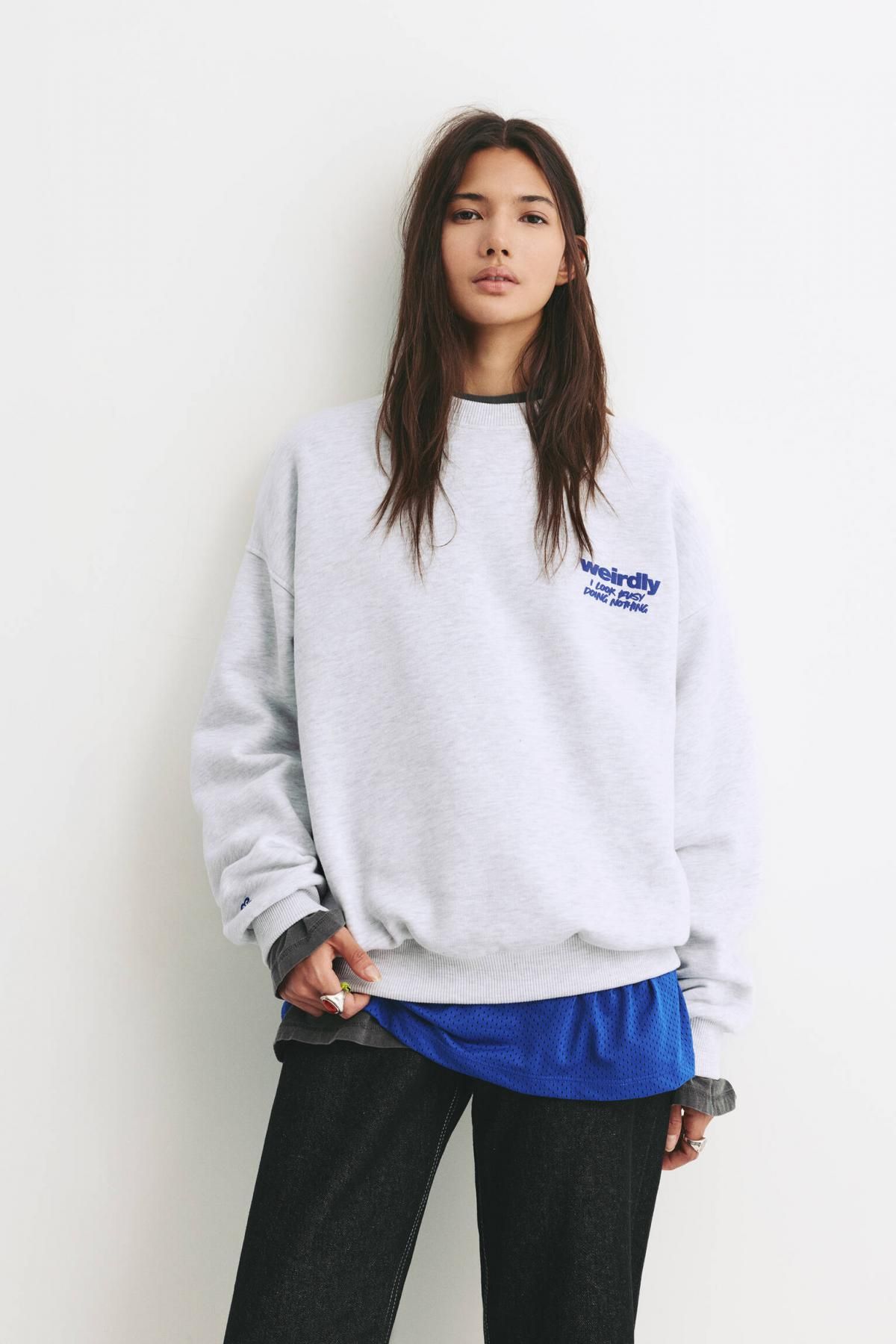 풀앤베어 라이트그레이 그래픽 맨투맨 7560/368 GREY MARL - 상세 이미지 3