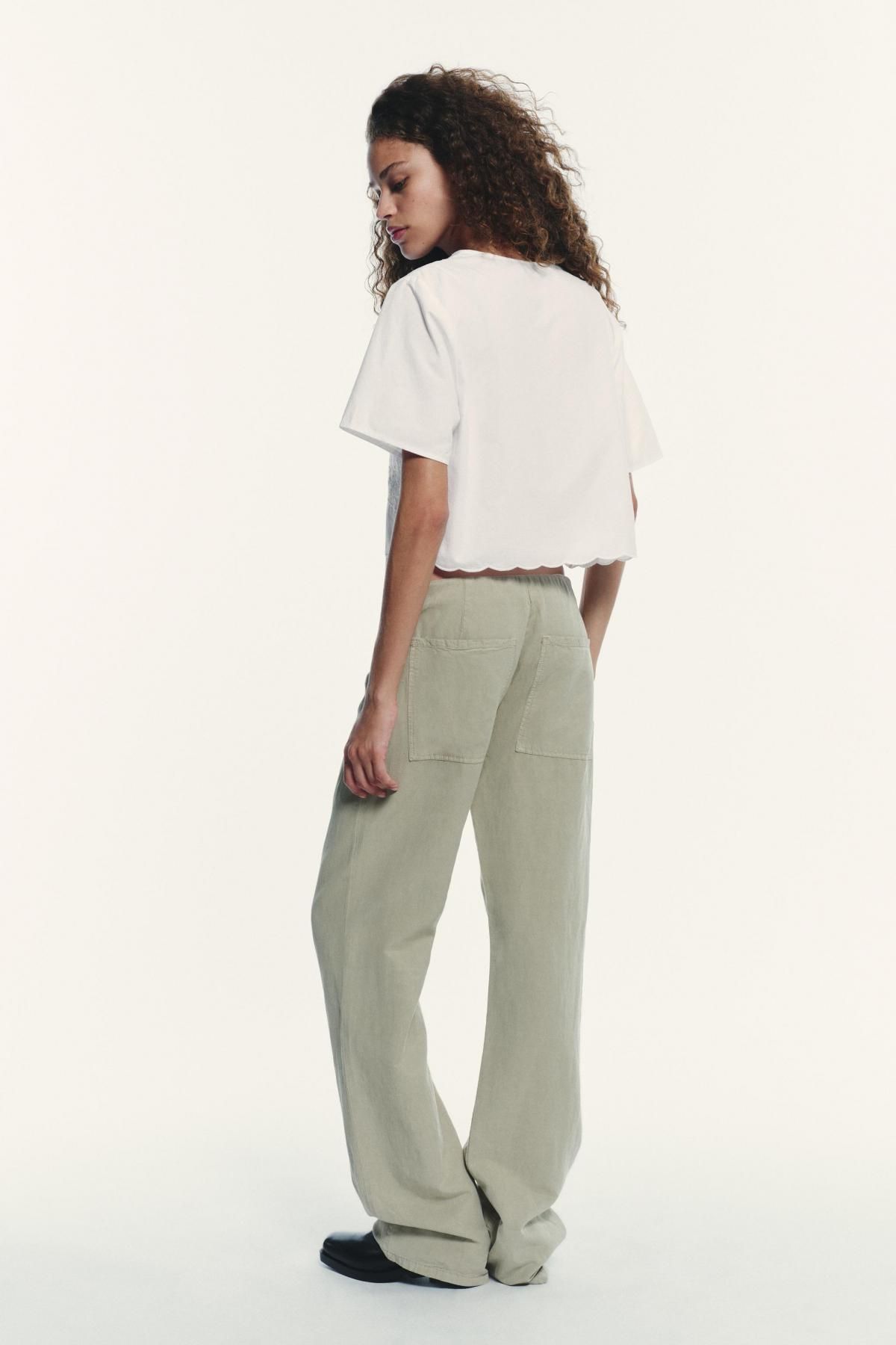 자라 에스닉 자수 V넥 타이 반팔 셔츠 0881/050 OYSTER-WHITE - 상세 이미지 4