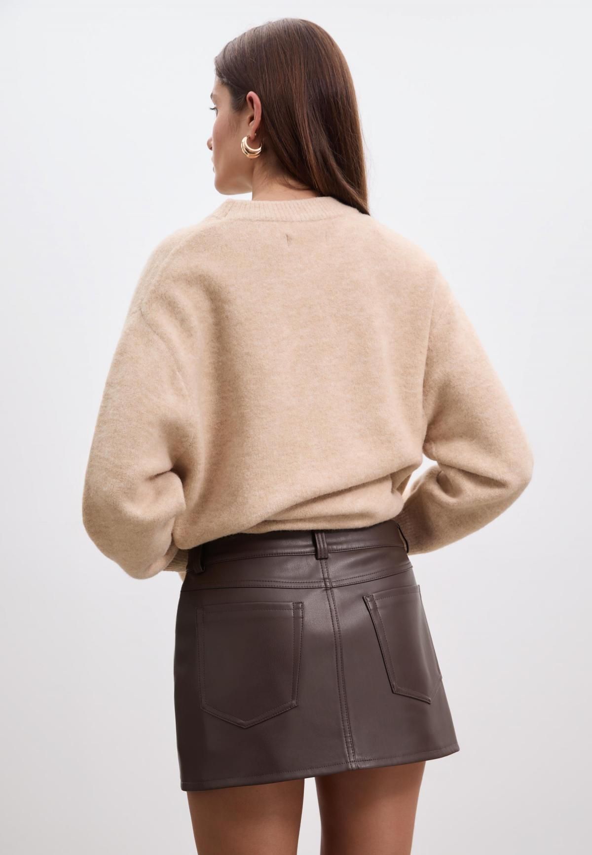 스트라디바리우스 페이크 레더 모던 미니 스커트 팬츠 1283/959 BROWN - 상세 이미지 5