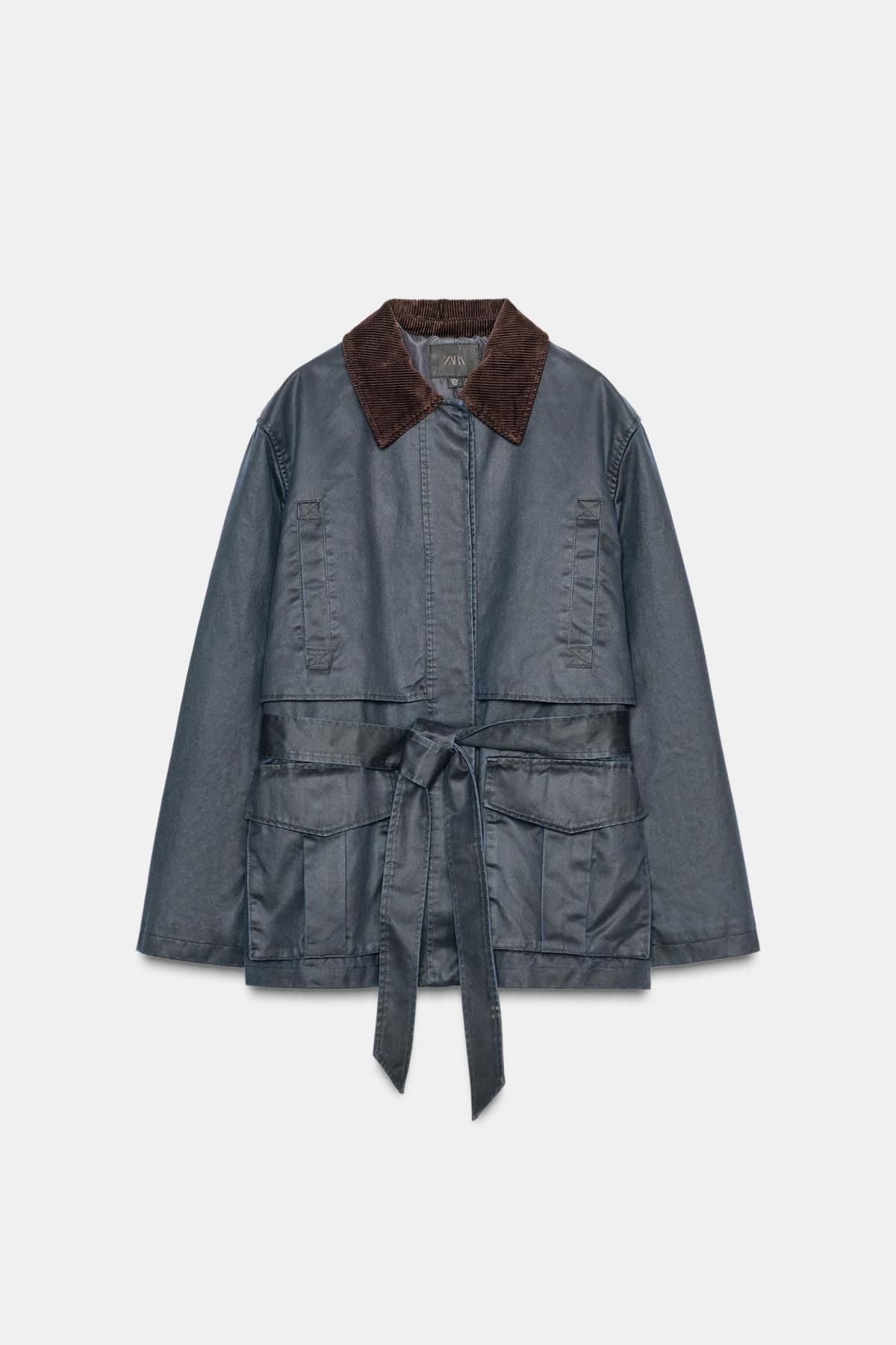 자라 테크니컬 왁스드 코듀로이 카라 파카 5320/721 NAVY BLUE - 메인 이미지