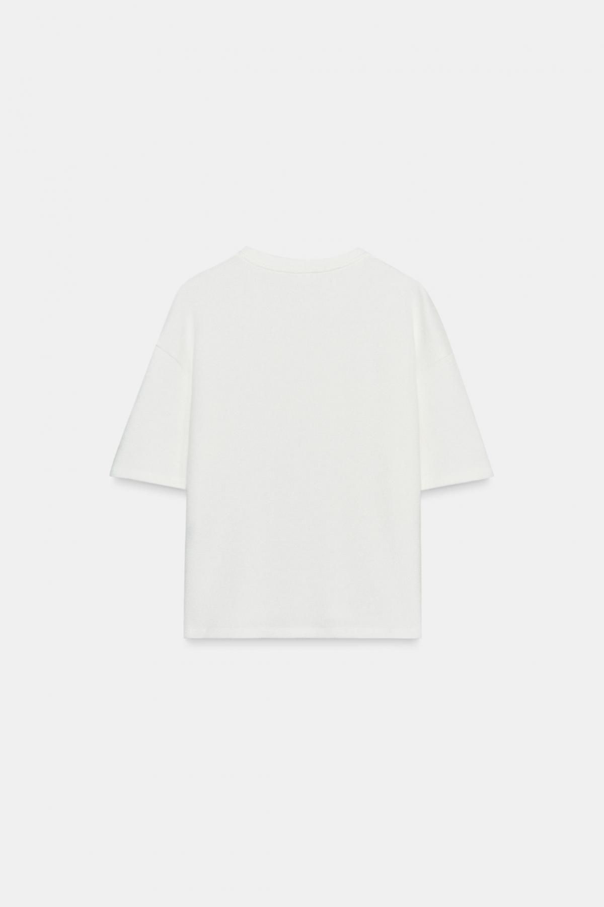 자라 소프트 플라워 레귤러핏 라운드넥 반팔 티셔츠 1131/848 OYSTER-WHITE - 상세 이미지 5
