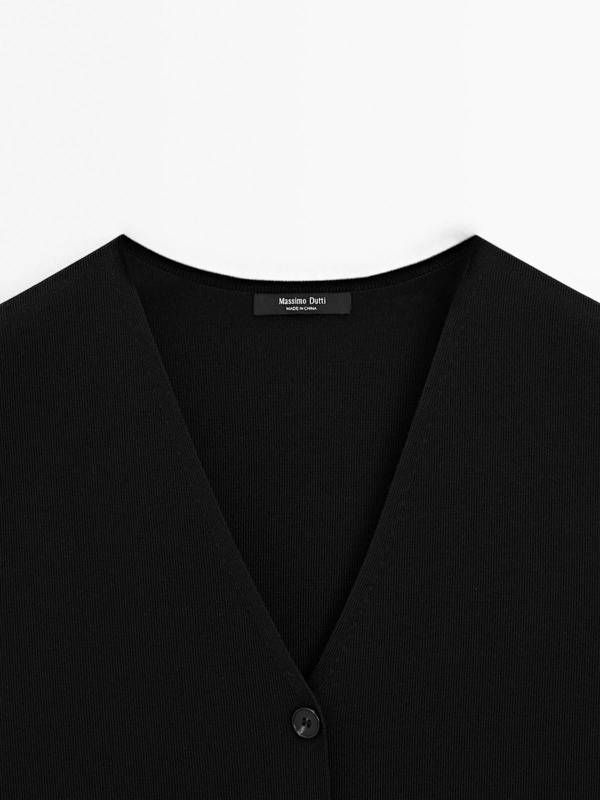 마시모두띠 미니멀 브이넥 니트 베스트 5650/573 BLACK - 상세 이미지 4