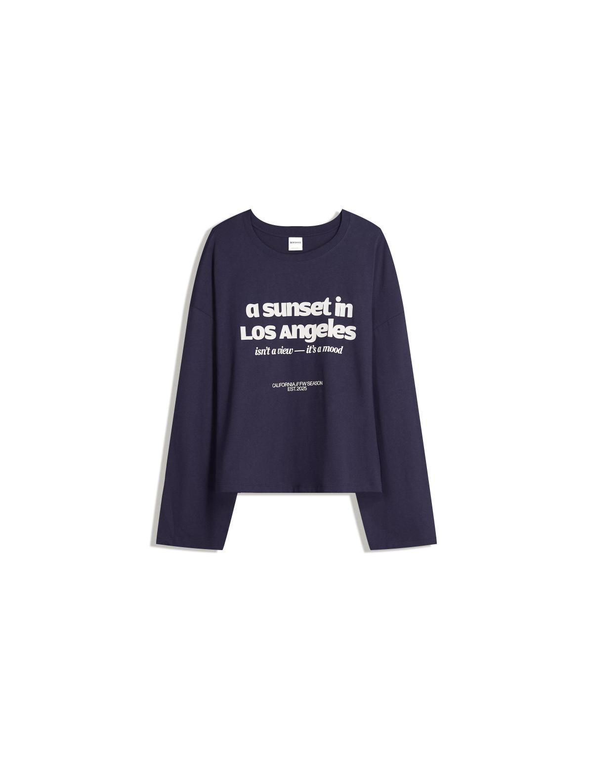 버쉬카 박시핏 프린트 롱슬리브 티셔츠 7546/093 NAVY - 상품 이미지