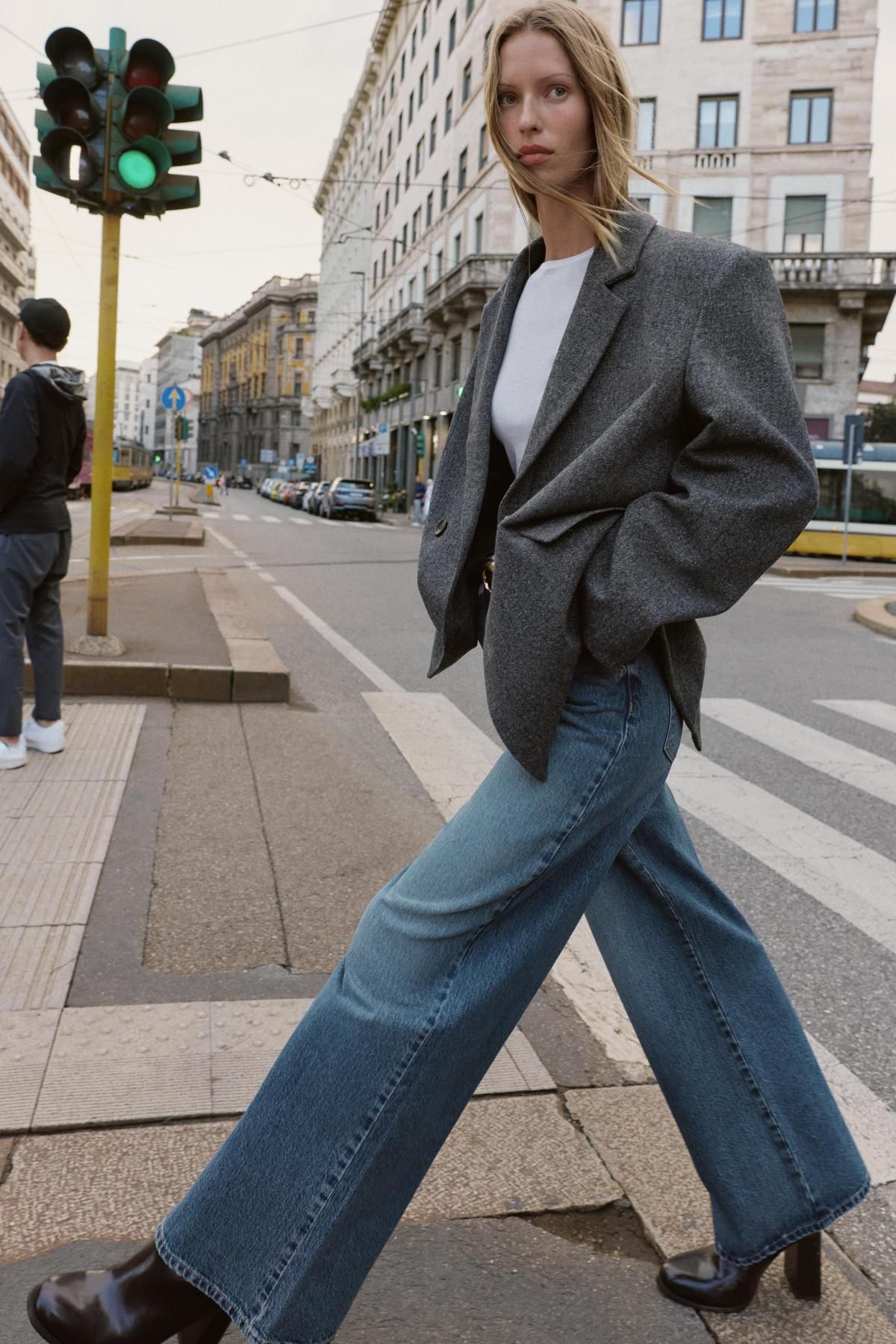 자라 오버사이즈 테일러드 더블브레스트 블레이저 3046/415 GREY - 상세 이미지 2