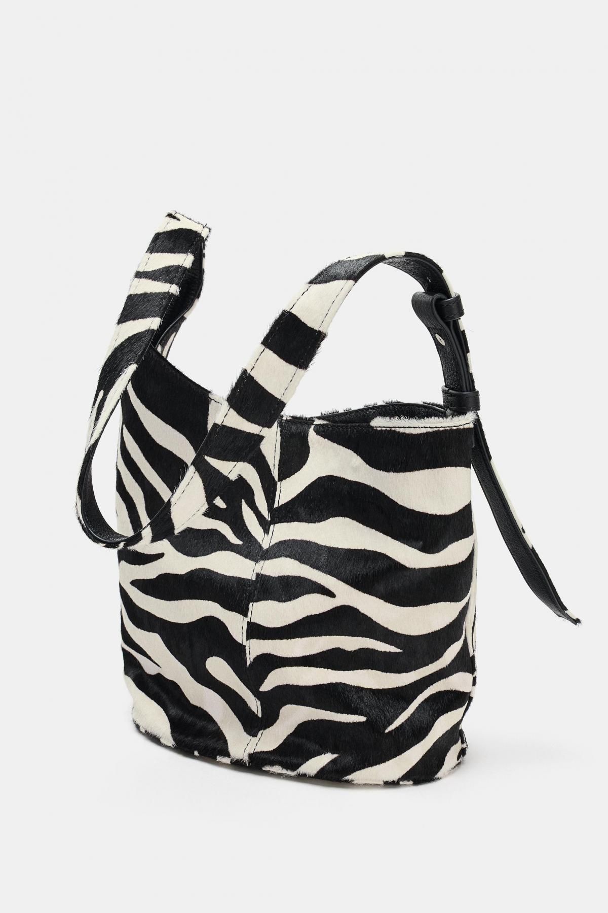 자라 애니멀 프린트 소프트 레더 미니 버킷백 6666/610 ZEBRA - 상세 이미지 4