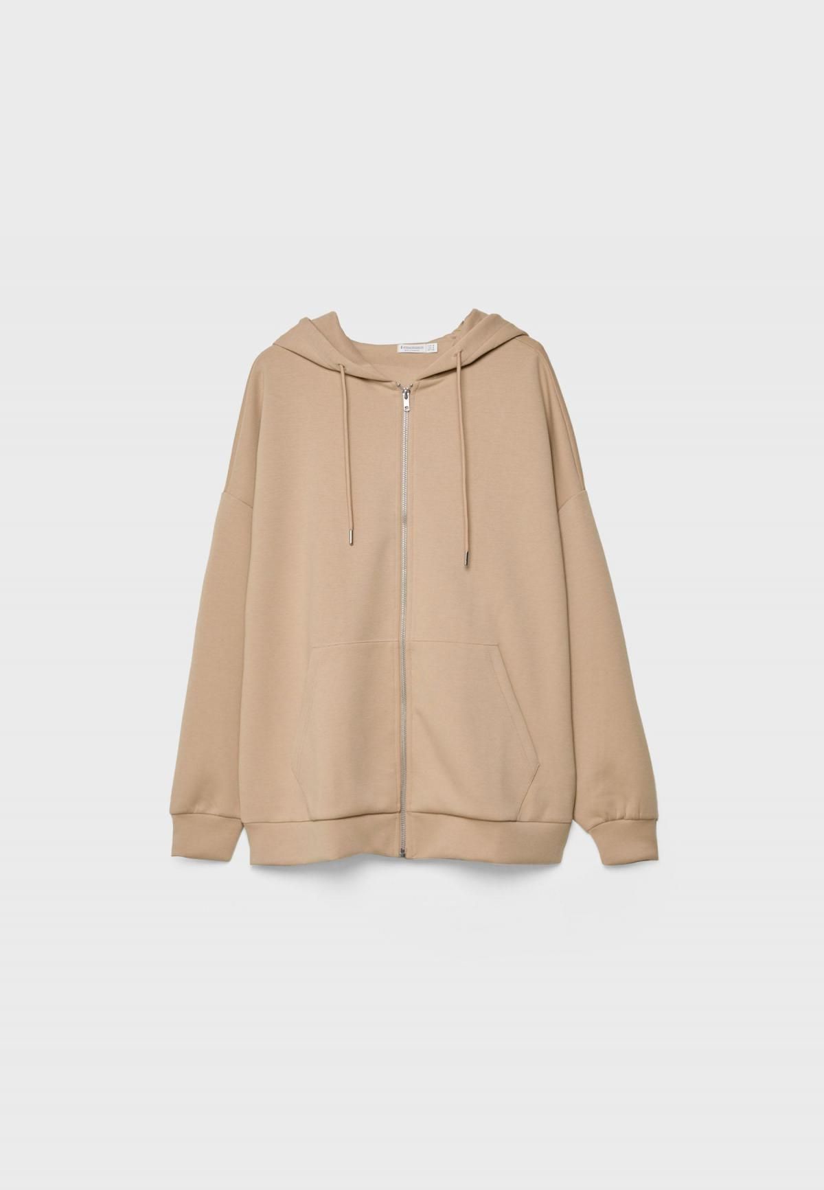 스트라디바리우스 오버핏 베이지 집업 후드티 6513/910 STONE