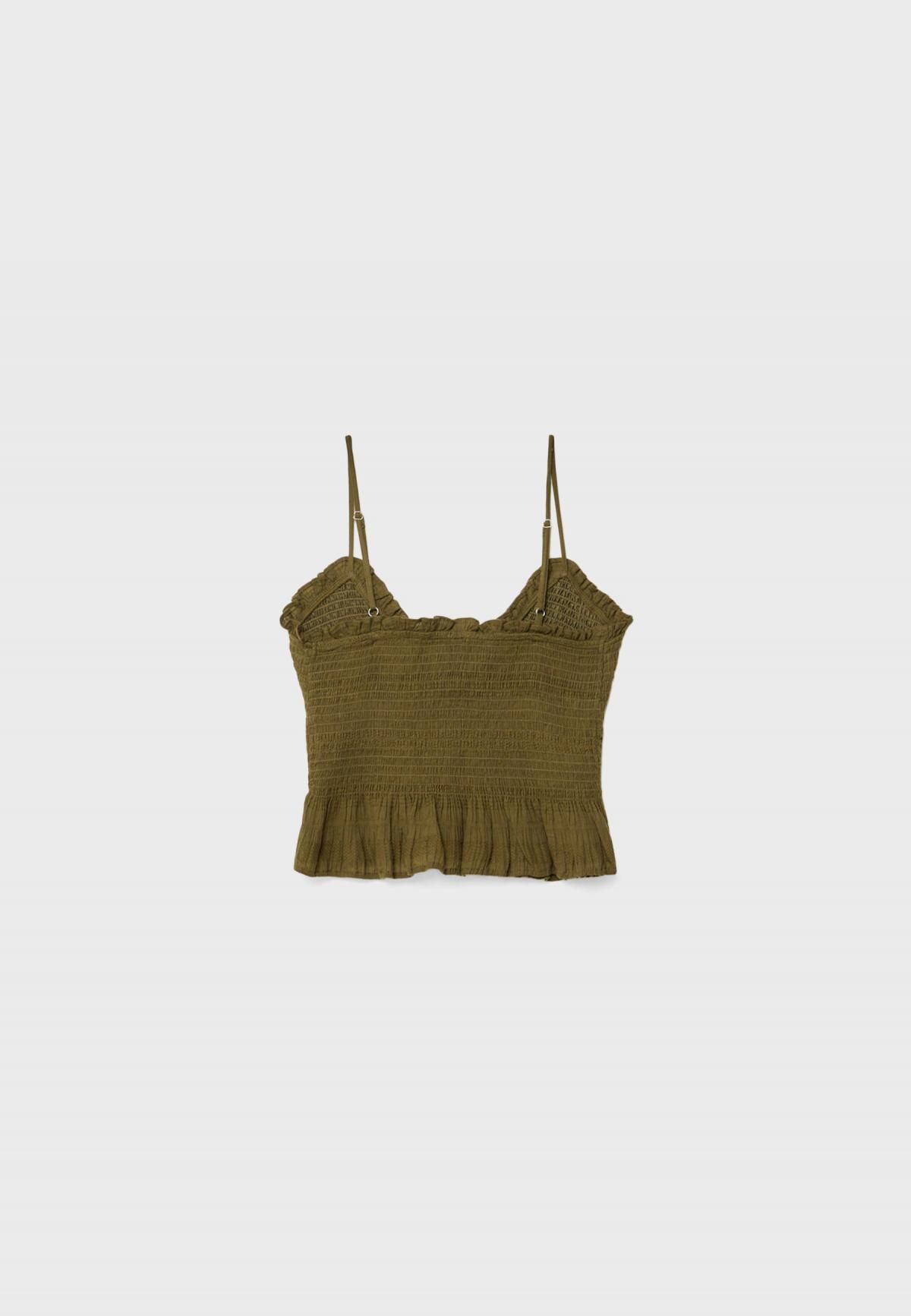스트라디바리우스 러플 민소매 슬림핏 탑 7158/585 KHAKI - 상세 이미지 2