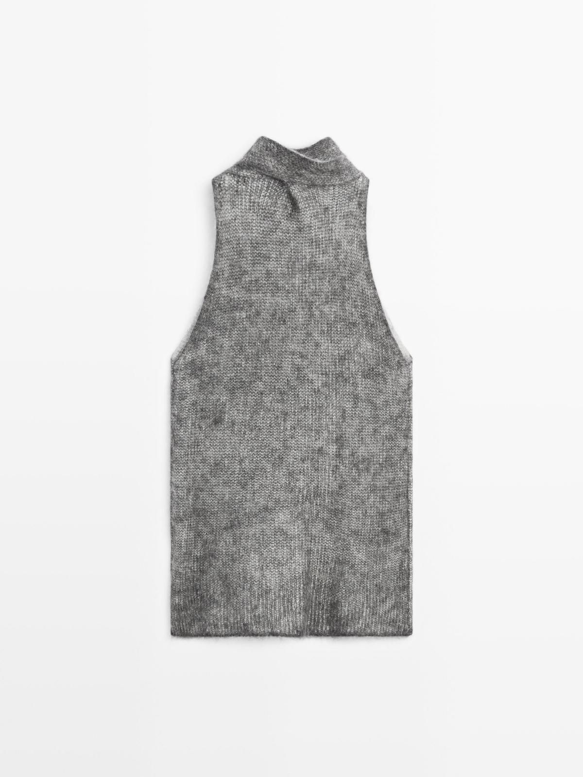 마시모두띠 알파카 울 니트 하이넥 민소매 탑 5786/691 ANTHRACITE GREY - 상품 이미지