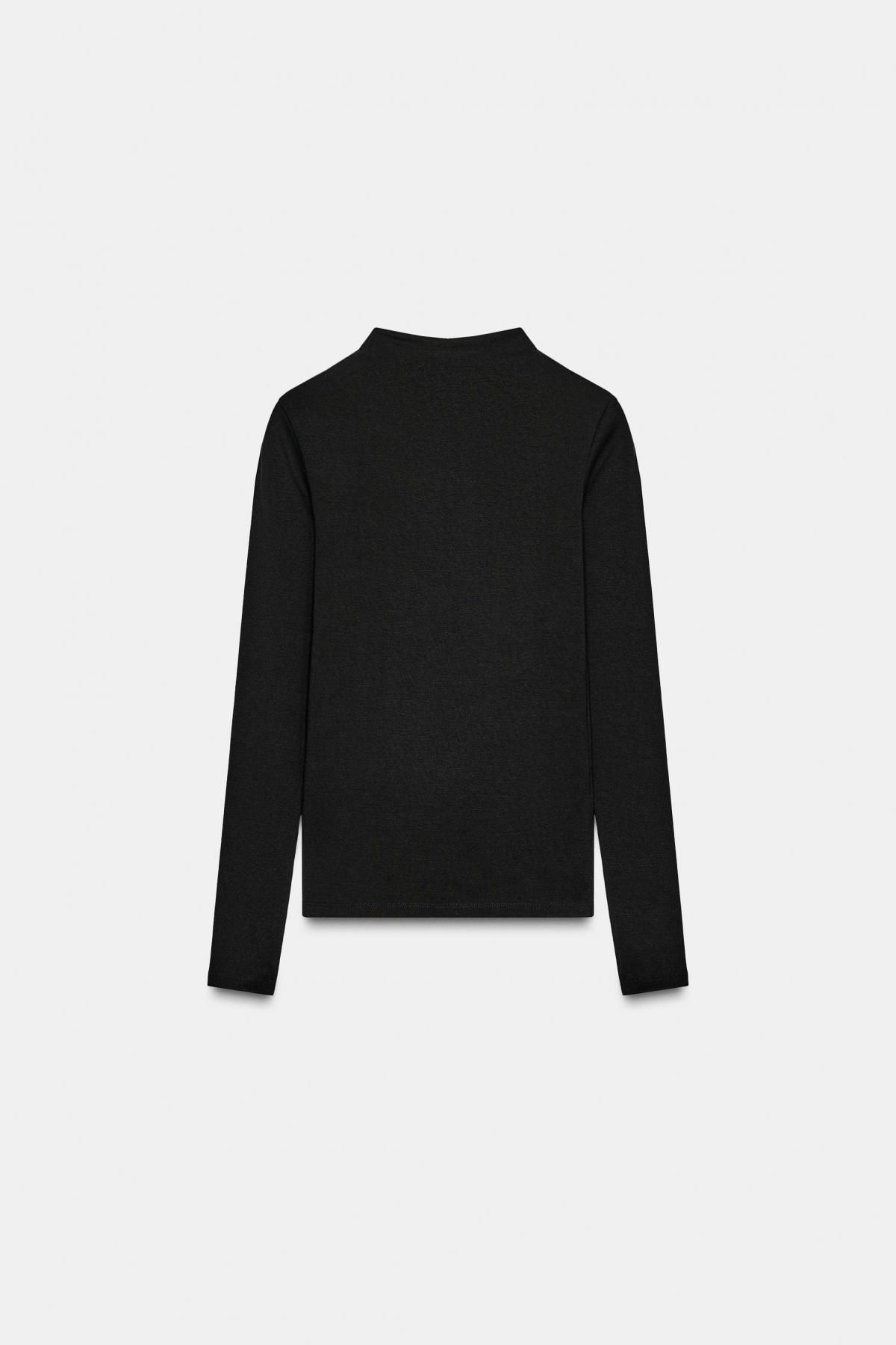 자라 슬림핏 하이넥 테크니컬 긴팔 티셔츠 2335/643 BLACK - 메인 이미지