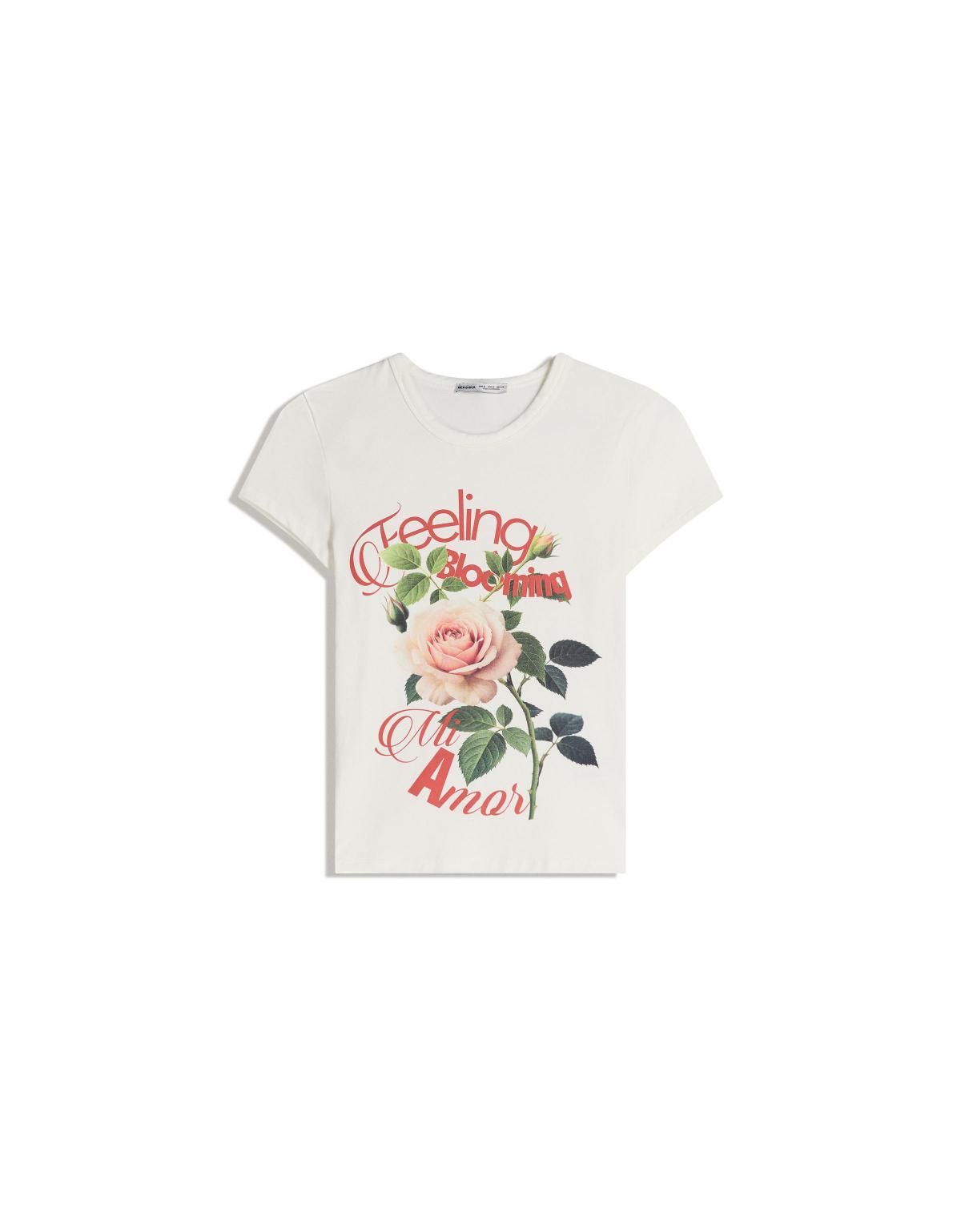 버쉬카 플라워 프린트 반팔 티셔츠 7655/167 OFF WHITE - 상세 이미지 3
