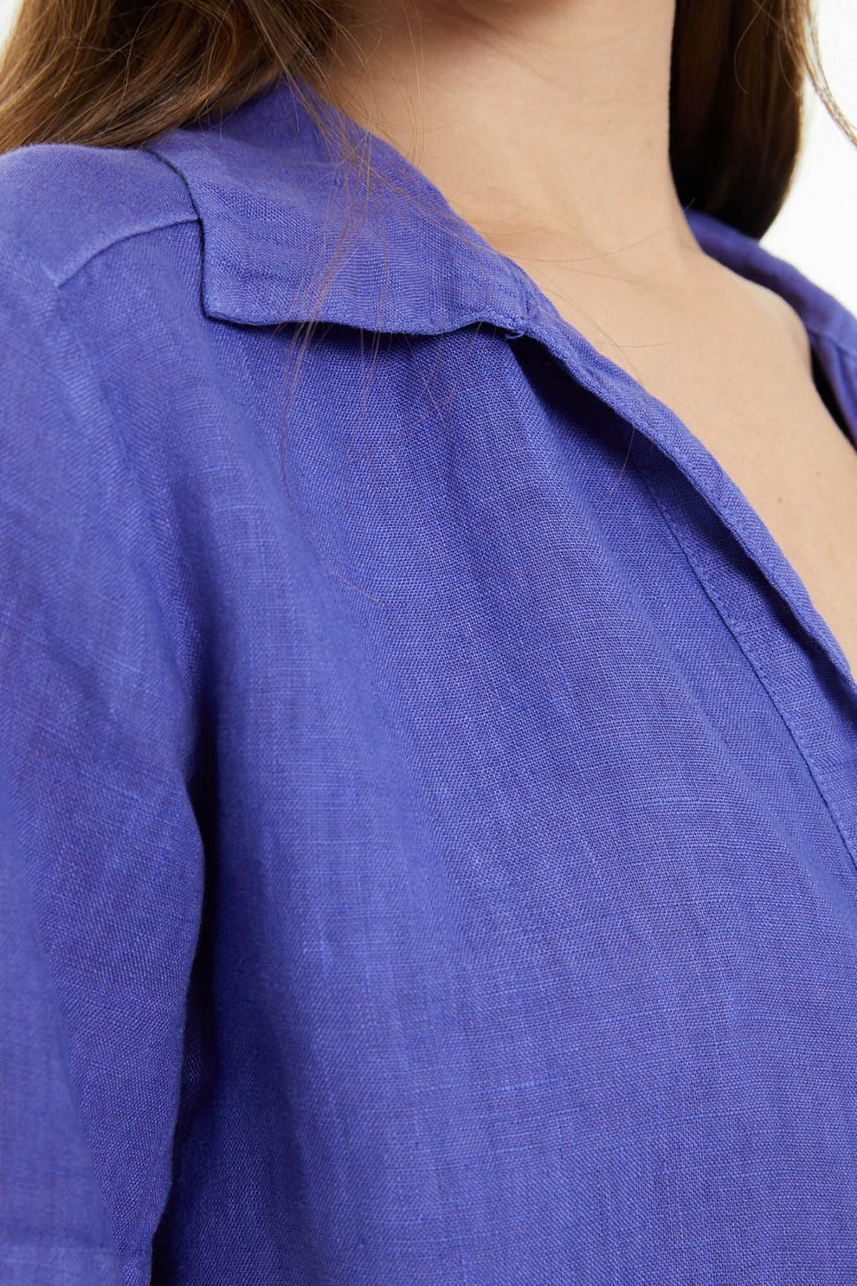 시스템액션 린넨 반팔 레귤러핏 셔츠 5009604 MORADO/LILA - 상세 이미지 5