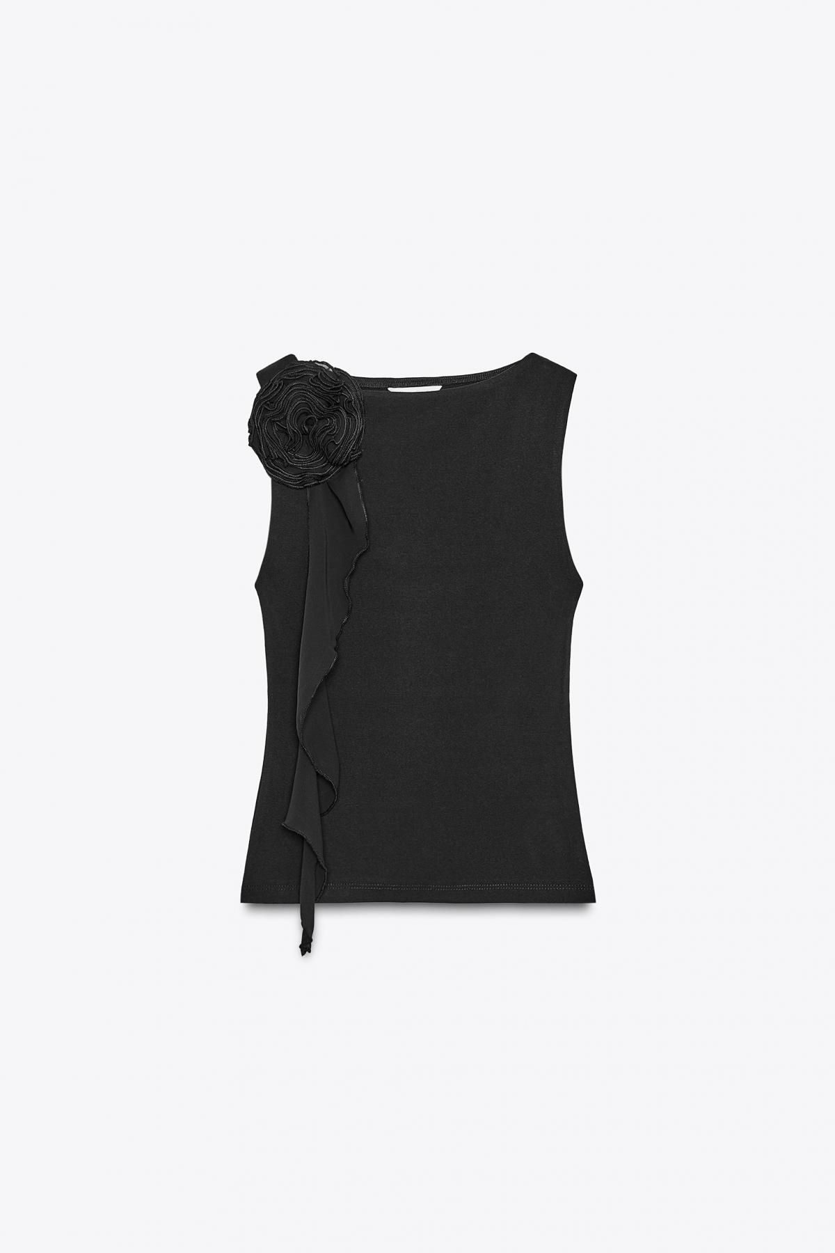 자라 플라워 디테일 민소매 탑 1131/818 BLACK - 상품 이미지