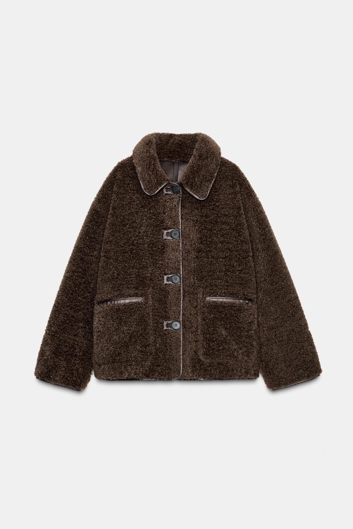 자라 리버시블 무스탕 퍼 더블 코트 3046/371 BROWN - 메인 이미지