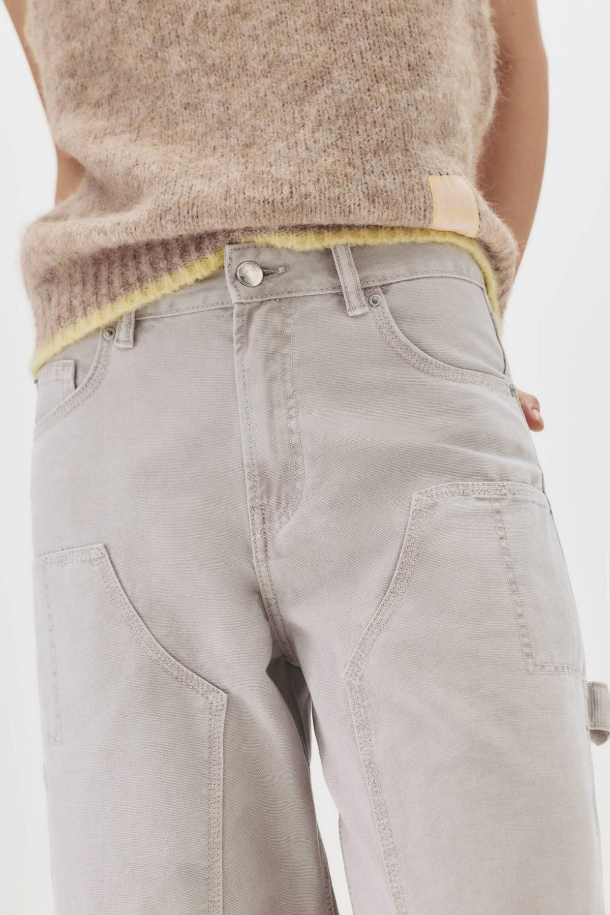 풀앤베어 테크니컬 미드웨이스트 카펜터 와이드 팬츠 7675/365 GREY - 상세 이미지 5