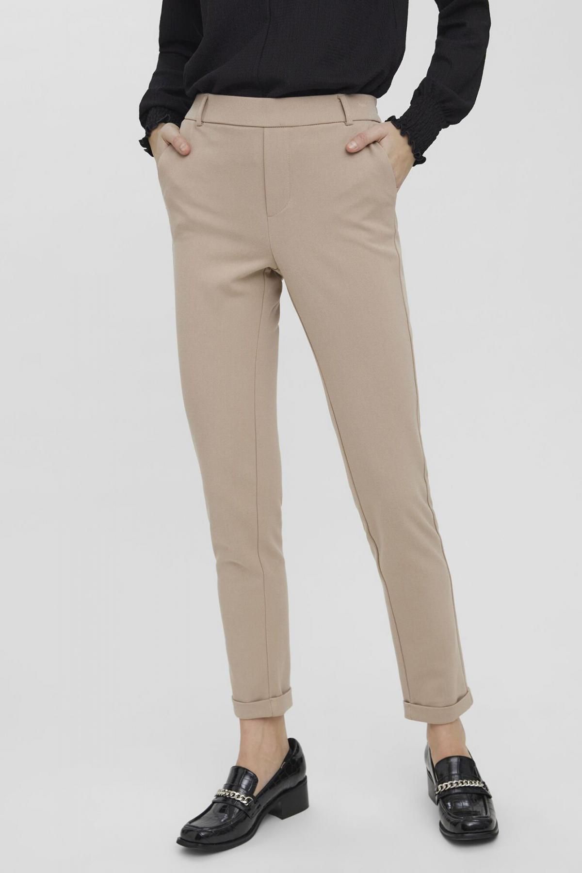 베로모다 미드웨이스트 엘라스틱 스트레이트 슬랙스 팬츠 6398081 MARRON - 상품 이미지