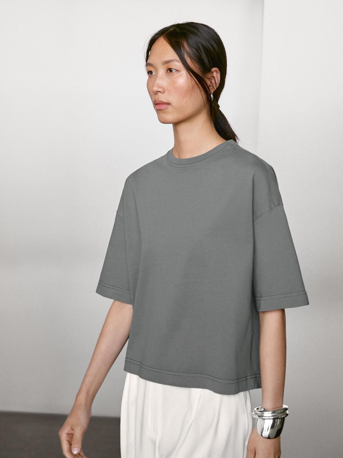 마시모두띠 오버사이즈 100 코튼 반팔 티셔츠 6214/542 BLUISH GREY - 상품 이미지