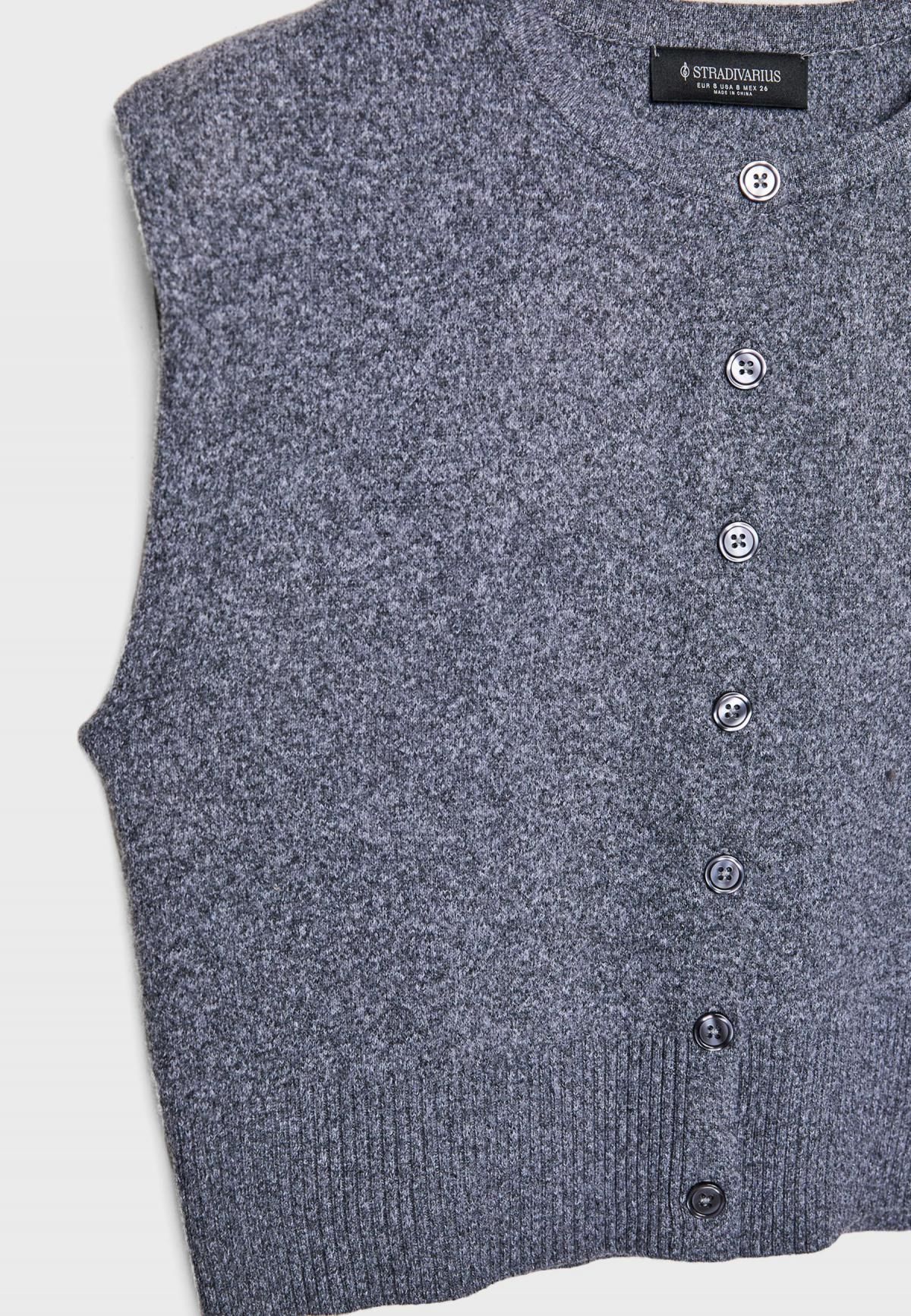 스트라디바리우스 테크니컬 숄더패드 라운드넥 니트 베스트 5108/434 DARK GREY - 상세 이미지 2