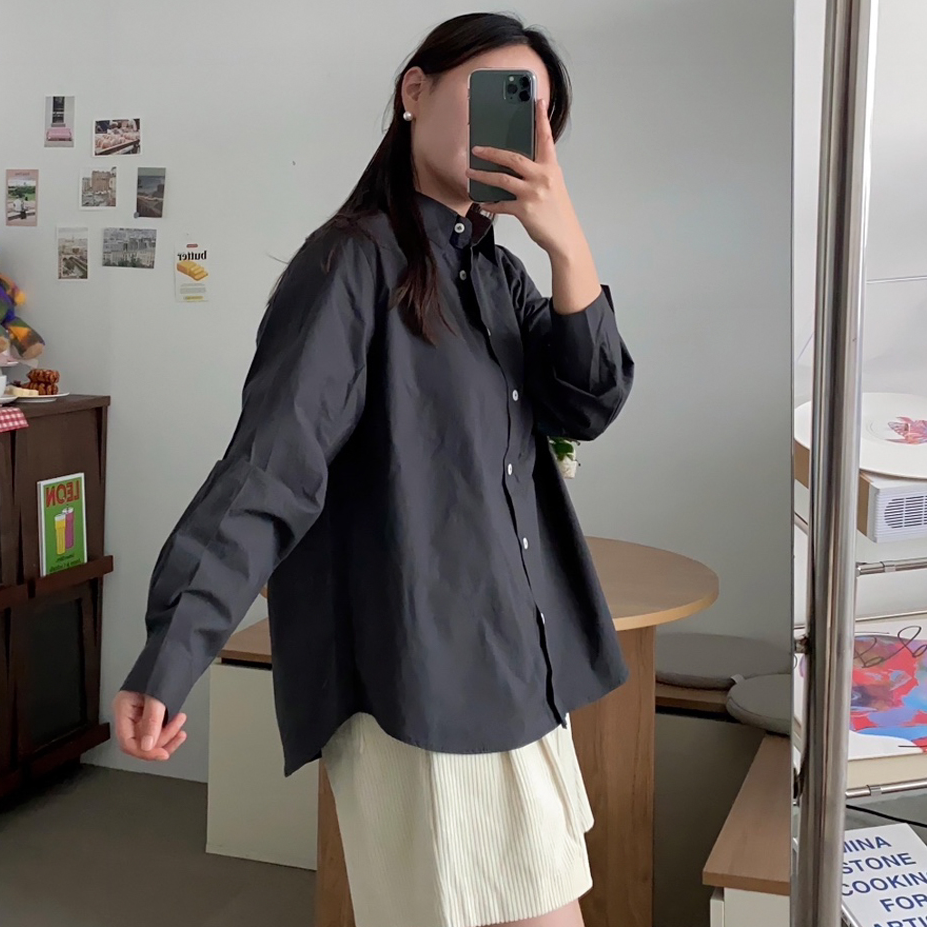 여성 흰남방 흰색셔츠 흰 코발트블루 면셔츠 이미지 1