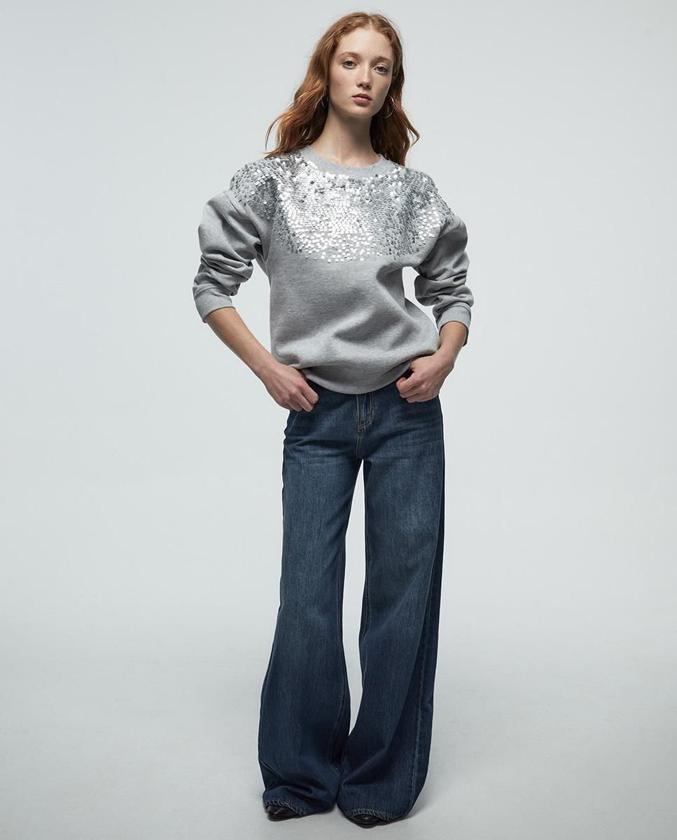 스페라 시퀸 라운드넥 스웨트셔츠 58461706580 GRIS CLARO - 상세 이미지 2
