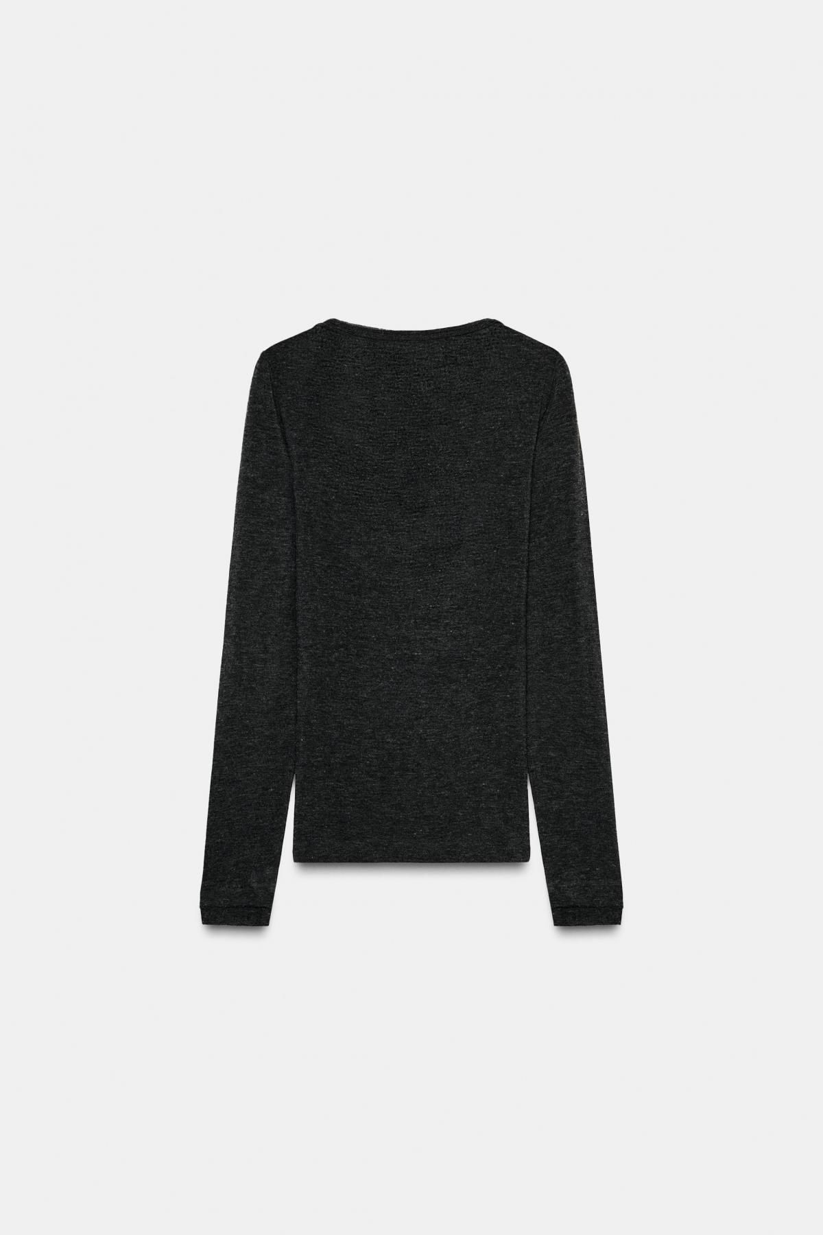 자라 울혼방 베이직 라운드넥 긴팔 티셔츠 5039/842 DARK GREY - 상세 이미지 2
