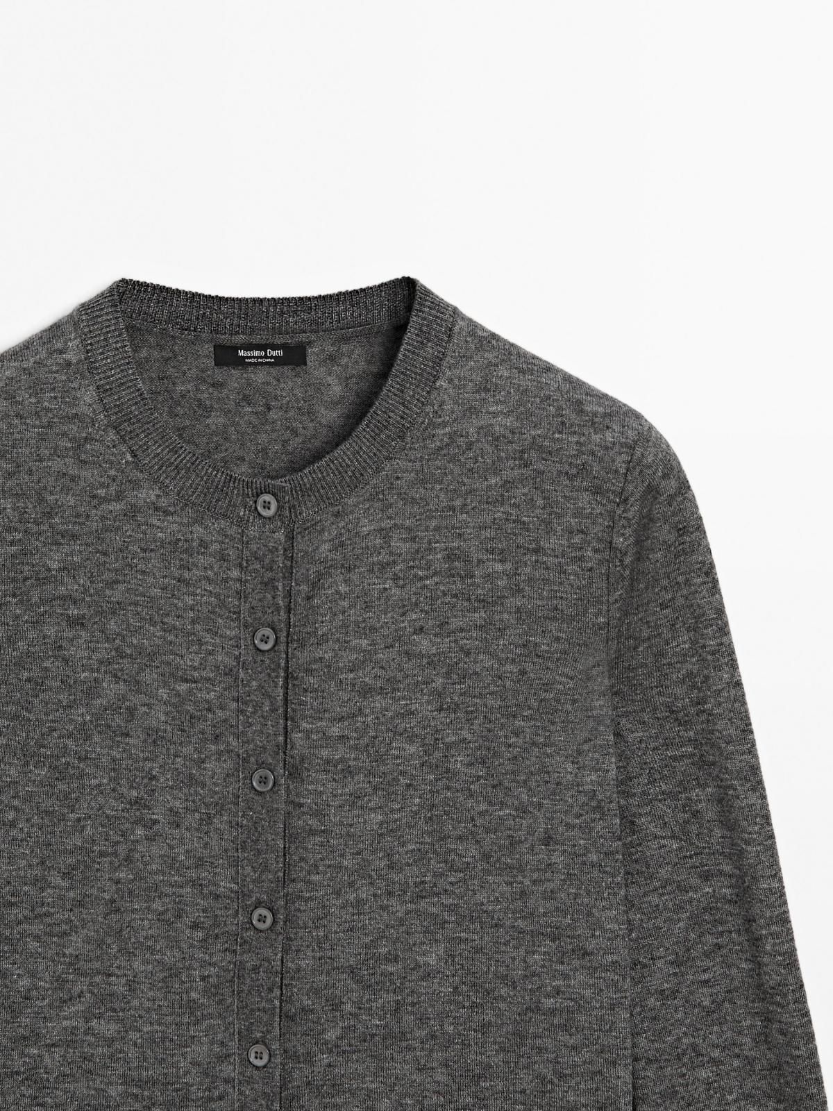 마시모두띠 울블렌드 크루넥 니트 카디건 5665/580 MEDIUM GREY - 상세 이미지 5