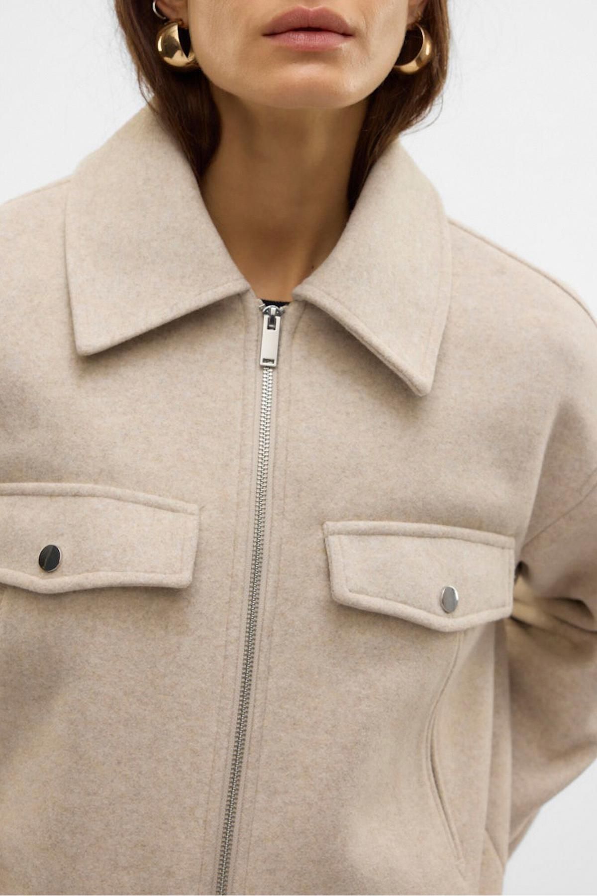 베로모다 미니멀 울블렌드 테일러드 재킷 6432602 BEIGE - 상세 이미지 3