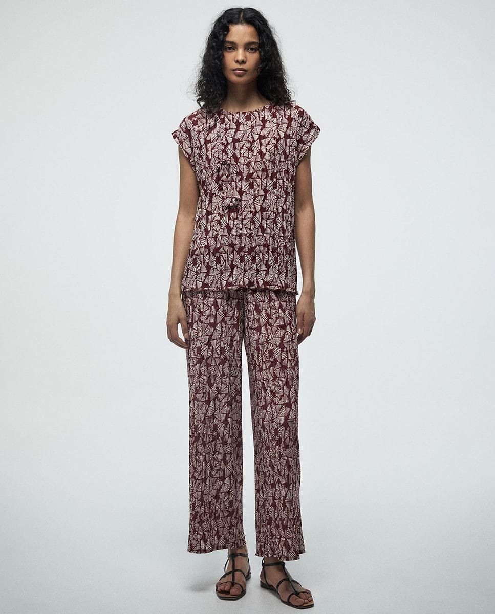 스페라 플리츠 와이드 패턴 팬츠 58362001271 BURDEOS - 상세 이미지 2