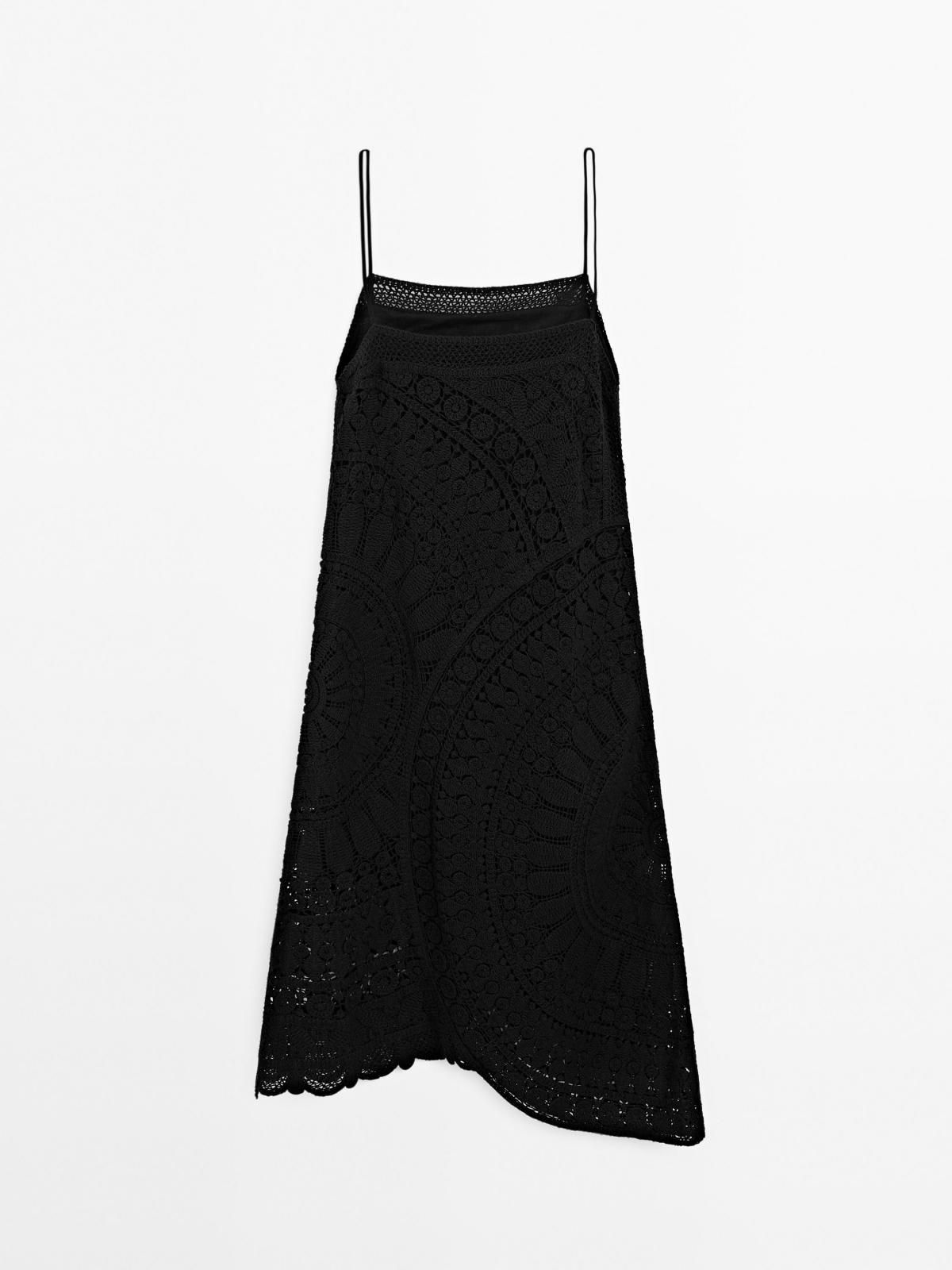 마시모두띠 크로셰 100 코튼 미디 원피스 6640/585 BLACK - 상품 이미지