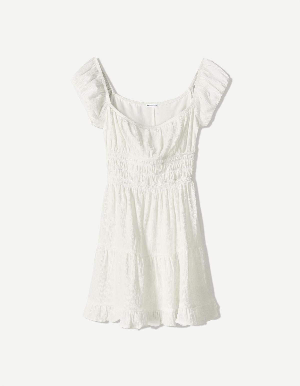버쉬카 러플 퍼프소매 화이트 미니 원피스 0911/727 OFF WHITE - 메인 이미지