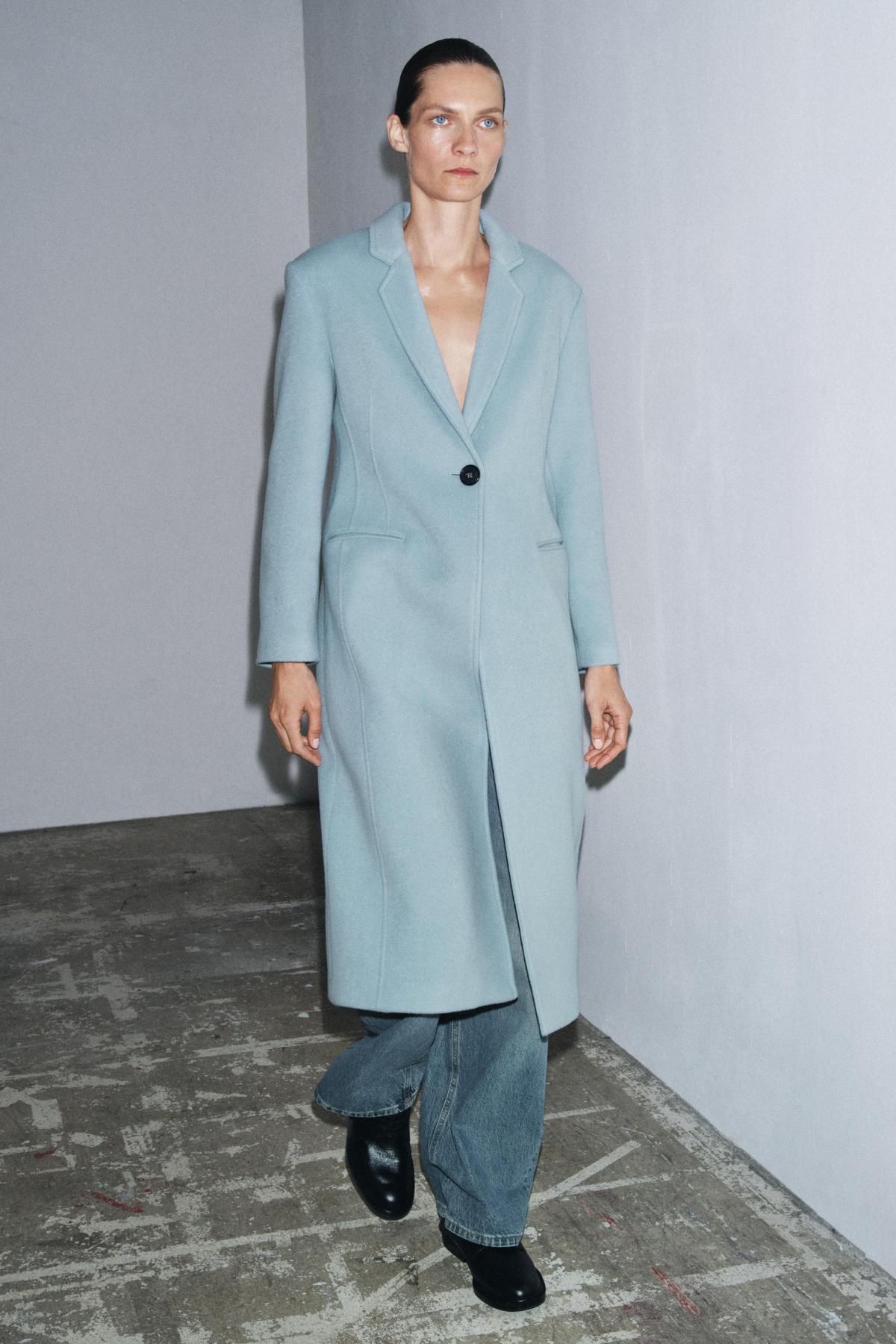 자라 슬림핏 라이트블루 울블렌드 롱코트 8882/805 SKY BLUE - 상세 이미지 2