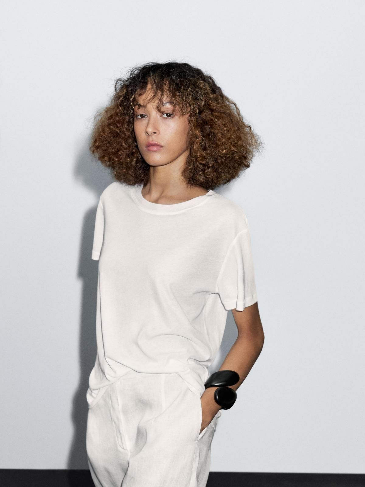 마시모두띠 미니멀 100 코튼 반팔 티셔츠 6835/937 WHITE - 상품 이미지