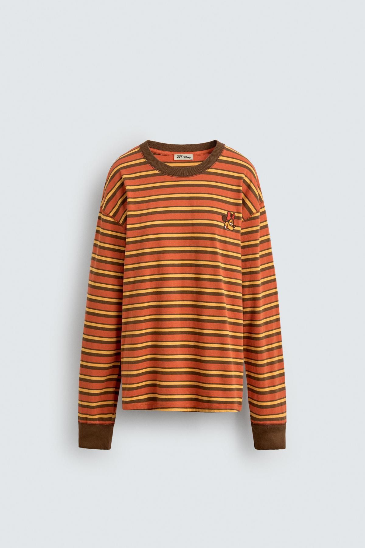 자라 스트라이프 미키 패치 긴팔 티셔츠 X 해리 램버트 디즈니 0858/816 ORANGE / YELLOW - 메인 이미지