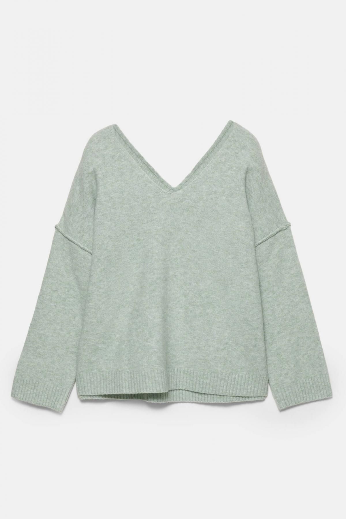 풀앤베어 소프트 라이트그린 브이넥 니트 스웨터 7550/308 PALE GREEN - 상품 이미지