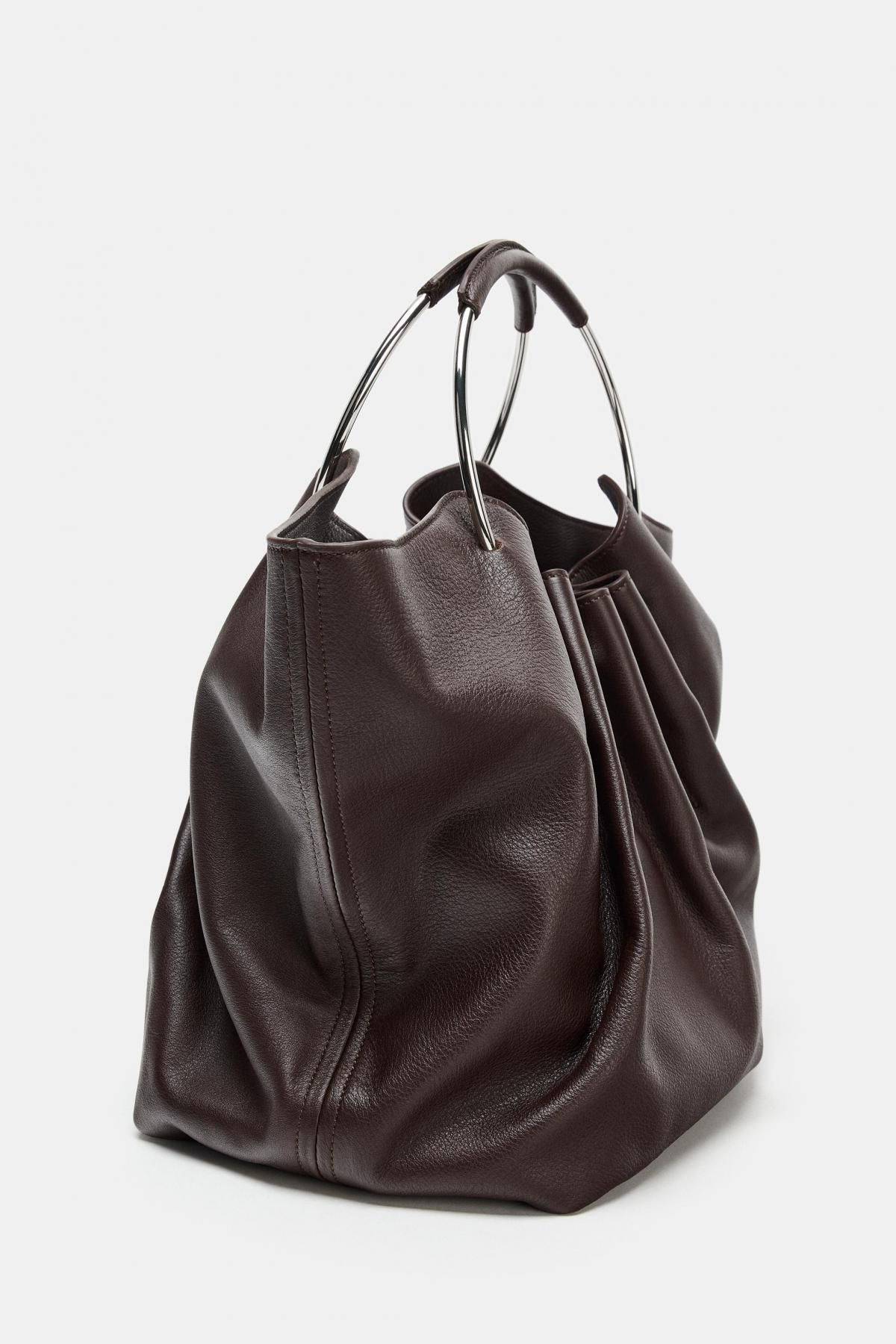 자라 프리미엄 레더 스트랩 버킷백 6050/610 BROWN 이미지 6