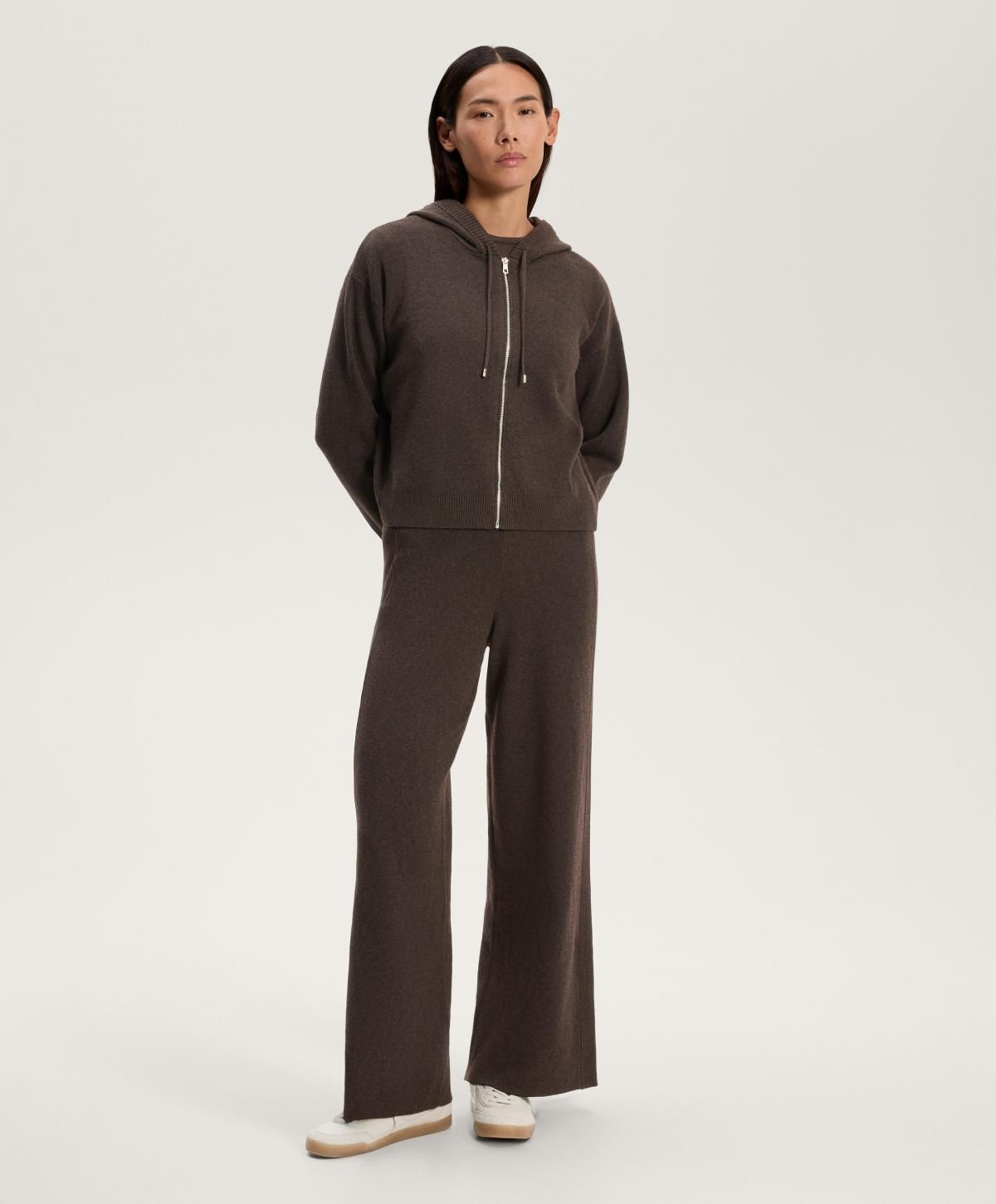 오이쇼 니트 스트레이트 와이드 밴딩 팬츠 사이드립 3381/880 BROWN - 상세 이미지 2