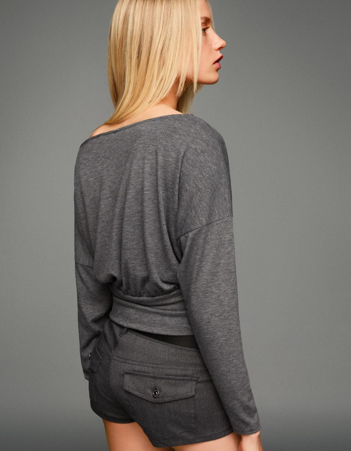 버쉬카 스트라이프 슬림핏 긴팔 티셔츠 7634/187 GREY - 상세 이미지 3