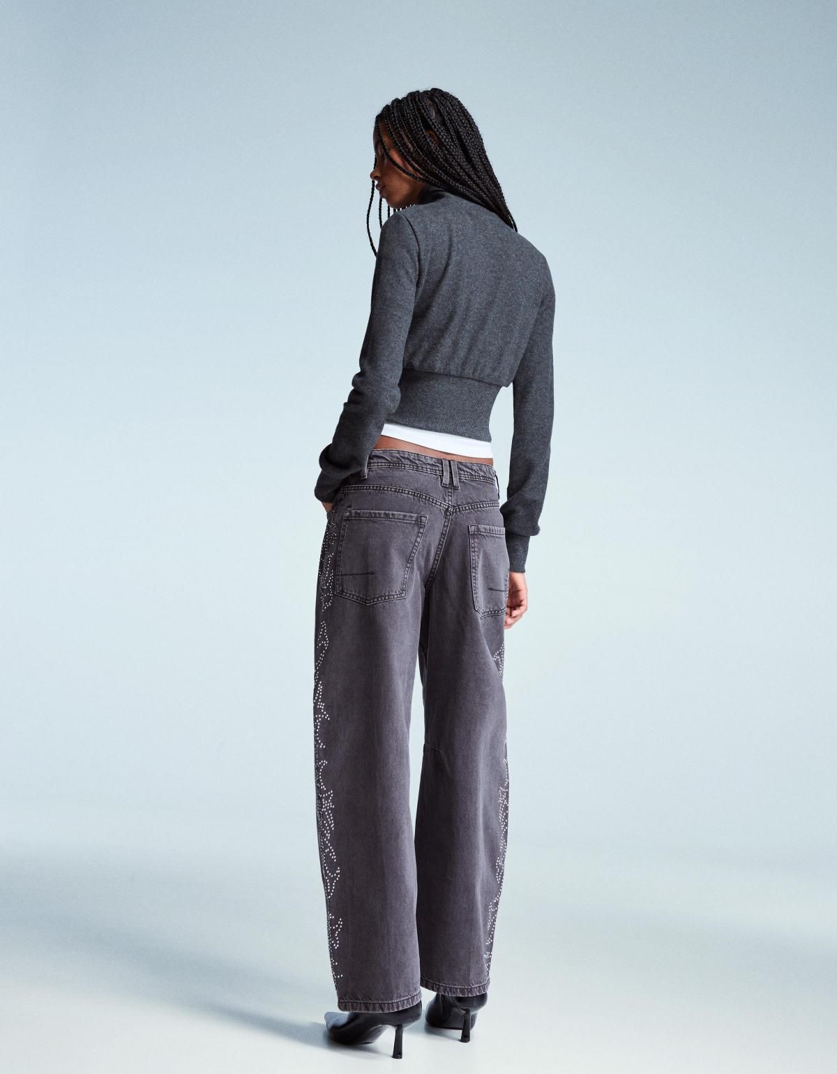 버쉬카 샤이니 디테일 배럴 와이드 팬츠 5140/388 GREY - 상세 이미지 4