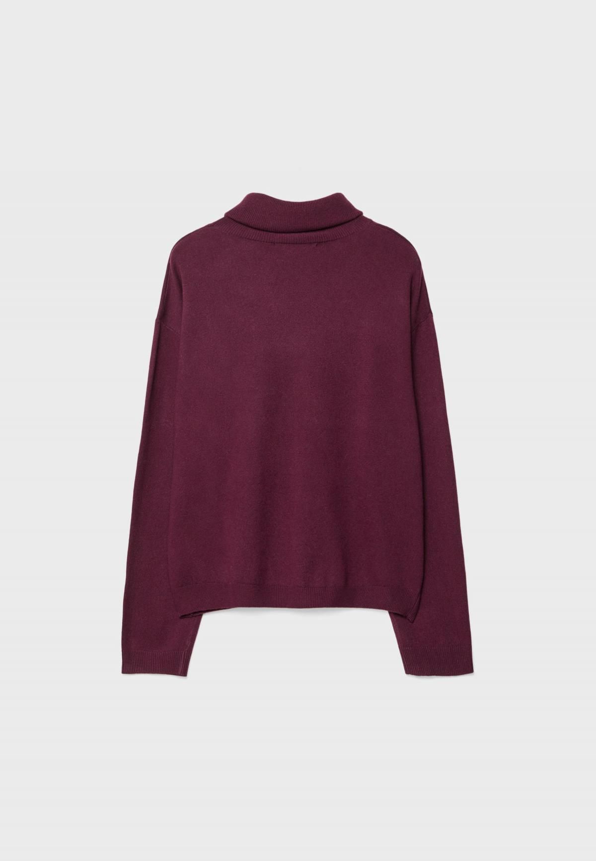스트라디바리우스 버건디 소프트 하이넥 니트 베이직 스웨터 5037/465 AUBERGINE - 상세 이미지 2