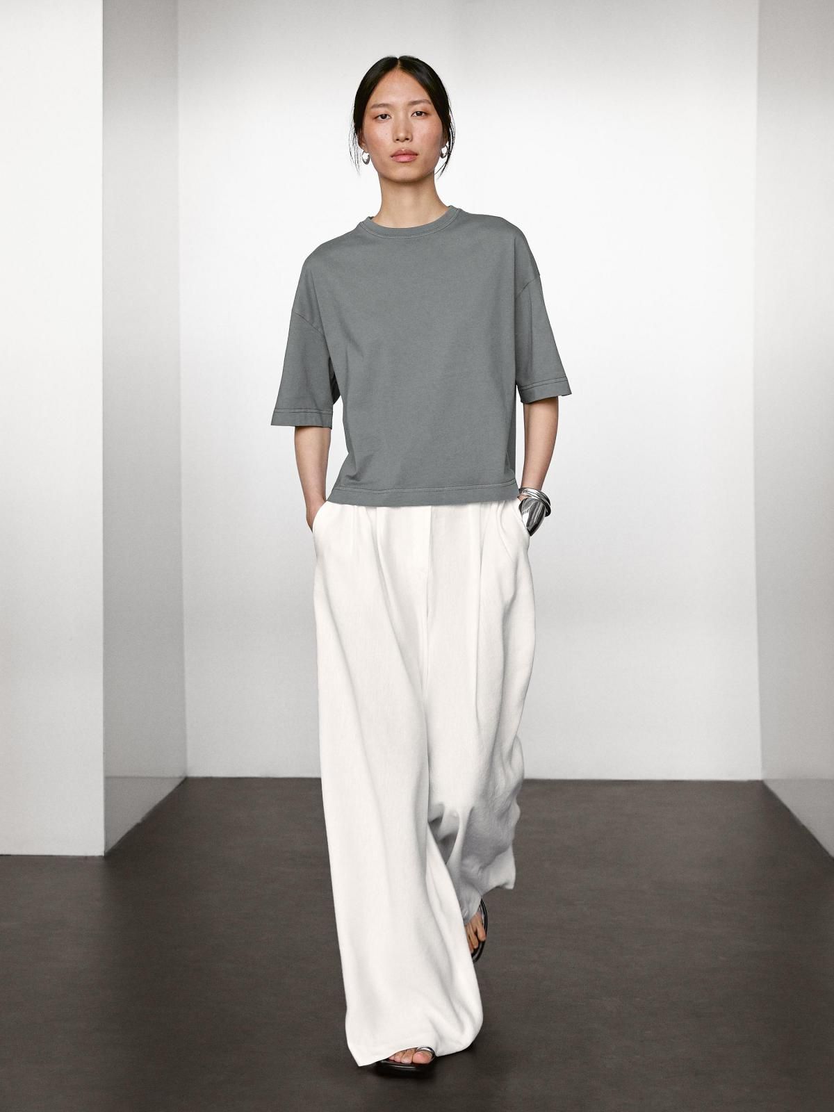 마시모두띠 오버사이즈 100 코튼 반팔 티셔츠 6214/542 BLUISH GREY - 상세 이미지 2